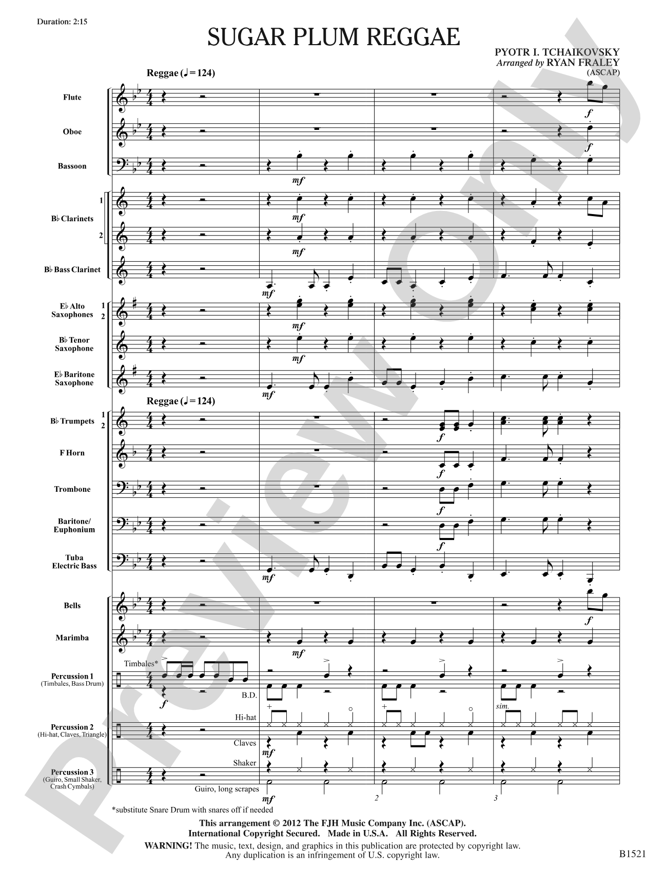 Sugar Plum Reggae: Concert Band Conductor Score & Parts