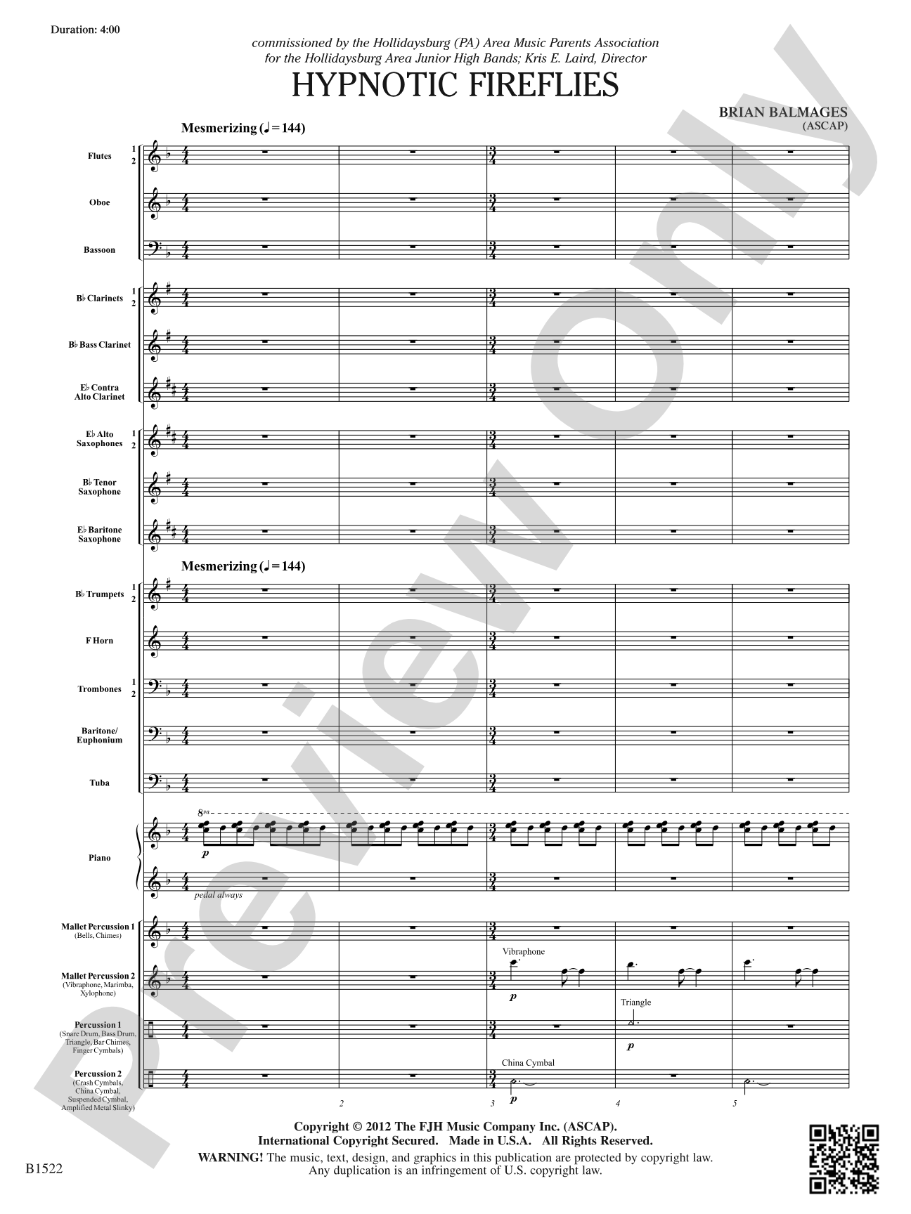 Hypnotic Fireflies: Concert Band Conductor Score & Parts