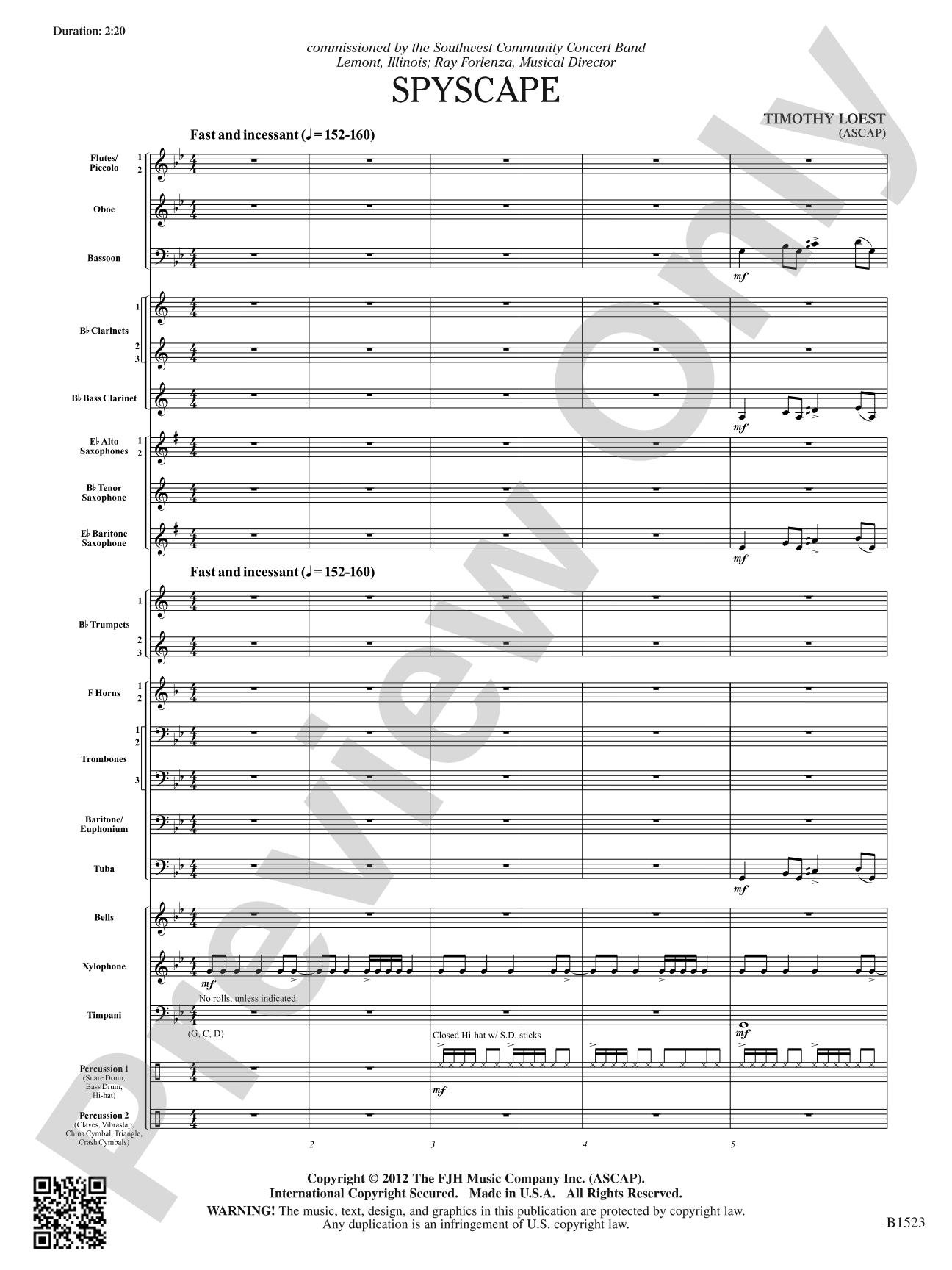 Spyscape: Concert Band Conductor Score & Parts