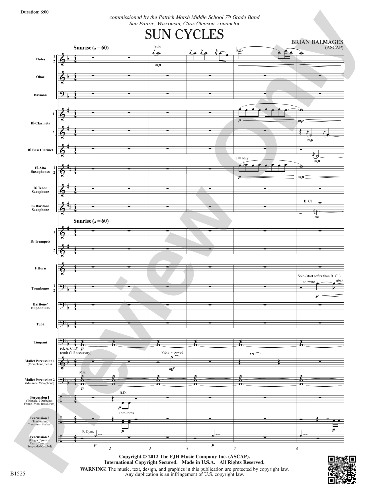 Sun Cycles: Concert Band Conductor Score & Parts