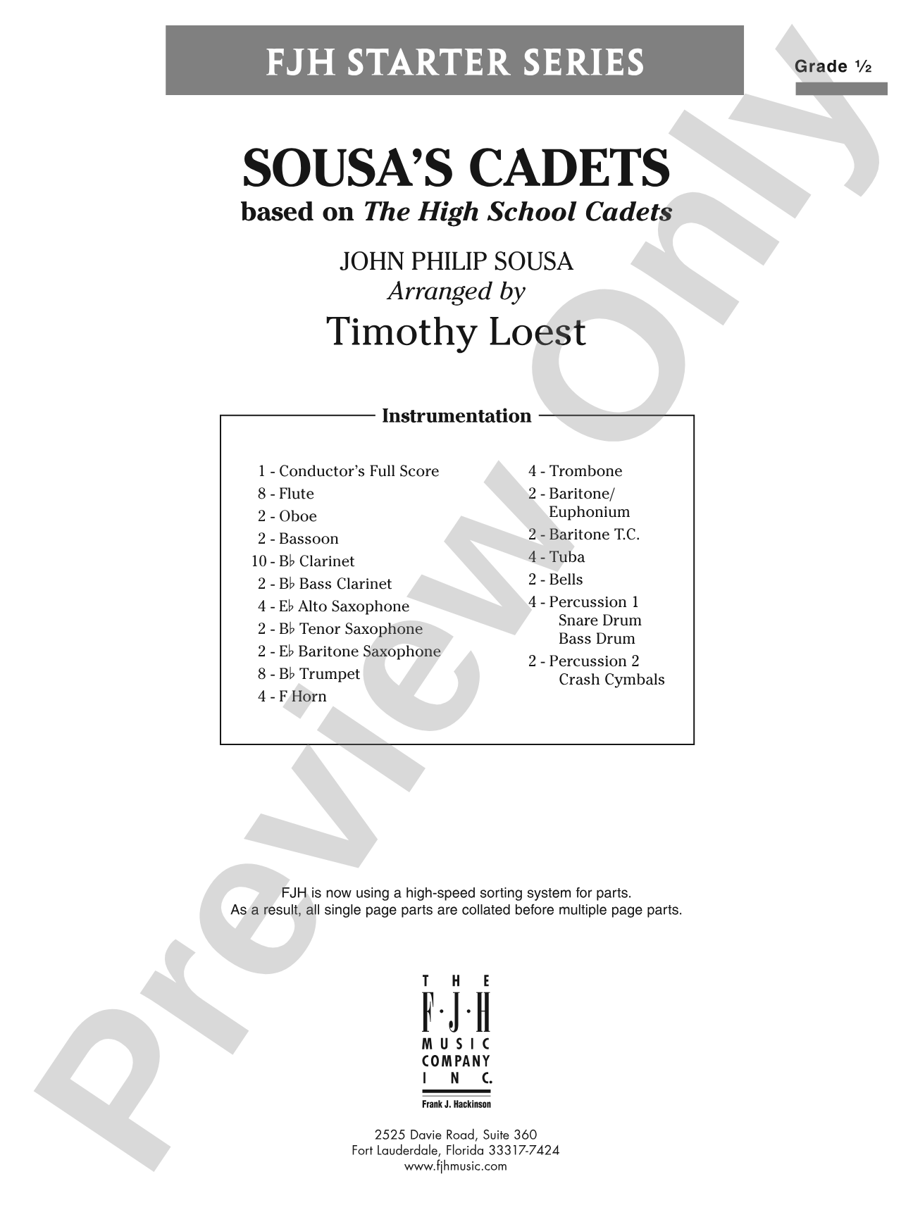 Sousa's Cadets: Concert Band Conductor Score & Parts