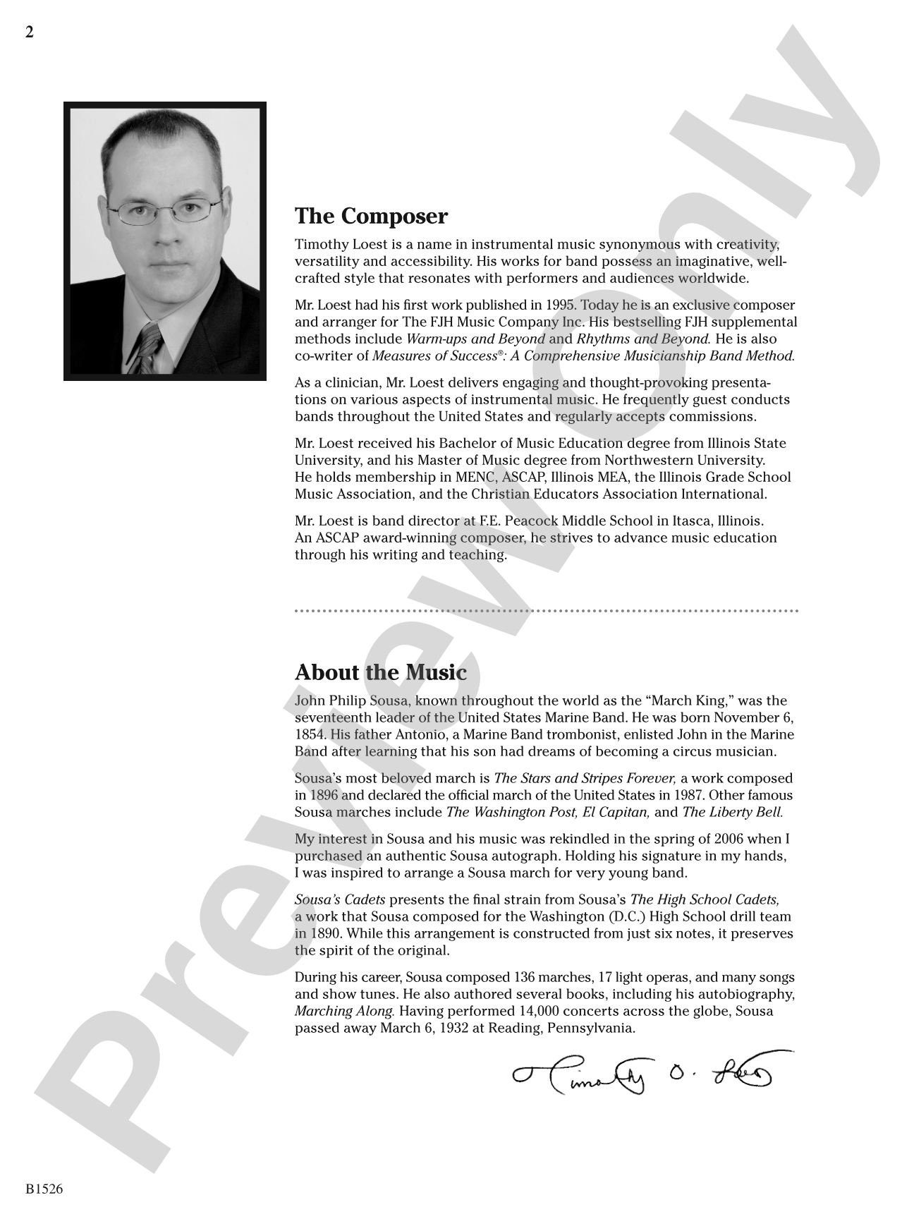 Sousa's Cadets: Concert Band Conductor Score & Parts