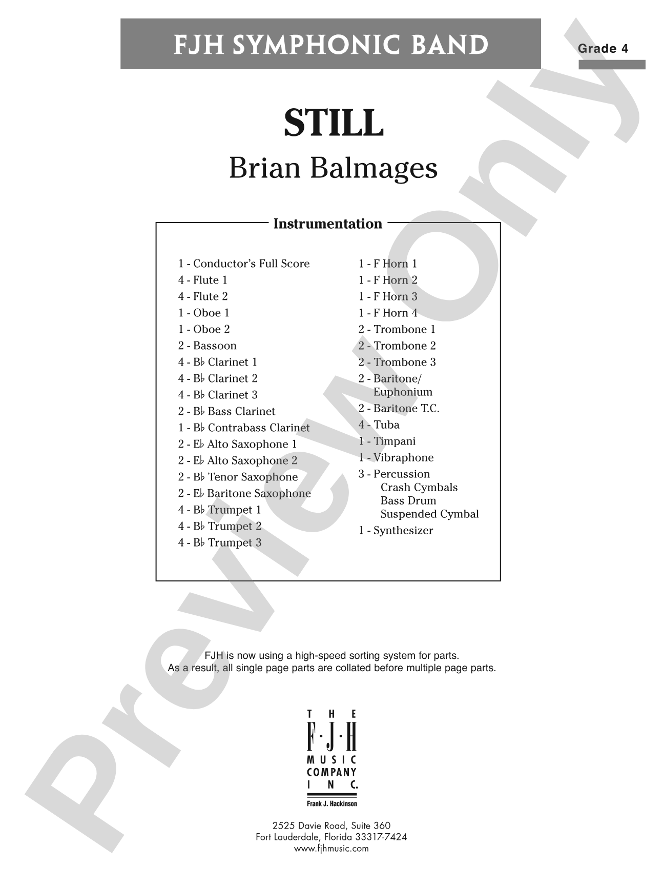Still: Concert Band Conductor Score & Parts