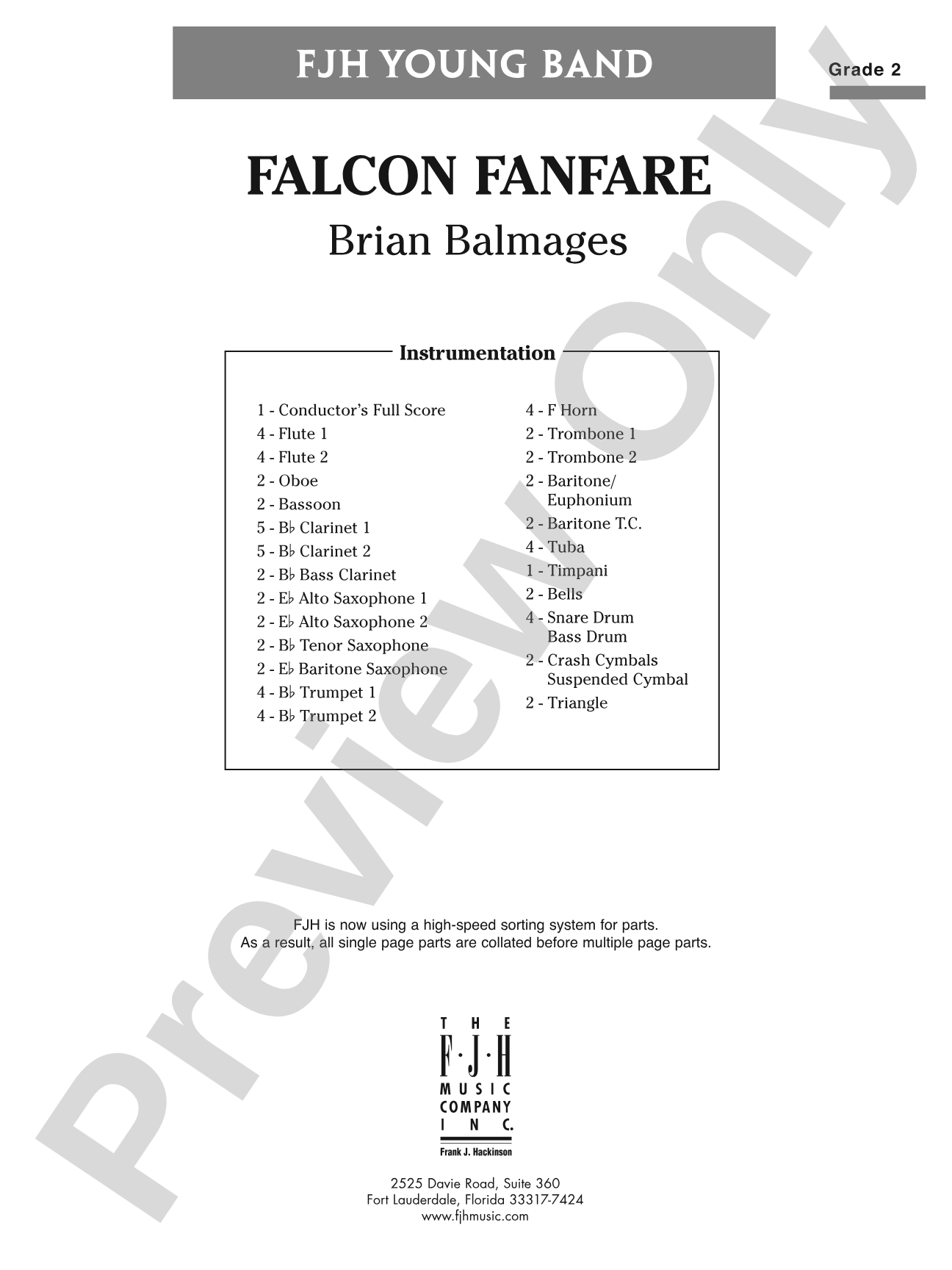 Falcon Fanfare: Concert Band Conductor Score & Parts