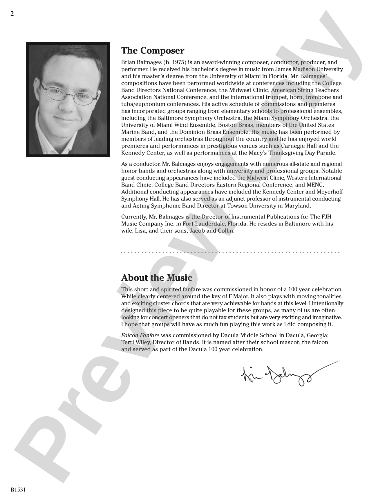 Falcon Fanfare: Concert Band Conductor Score & Parts