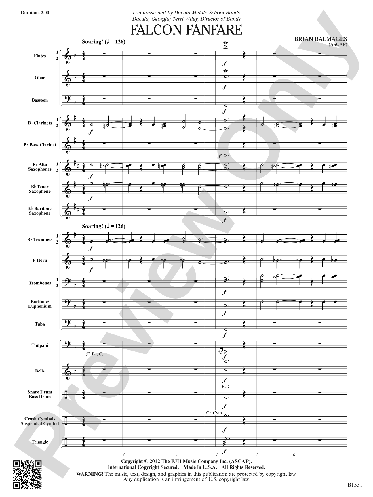 Falcon Fanfare: Concert Band Conductor Score & Parts