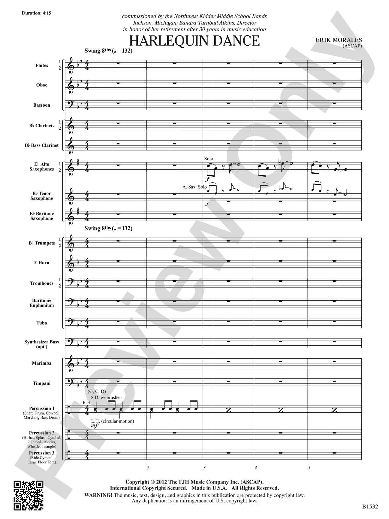 Harlequin Dance: Concert Band Conductor Score & Parts