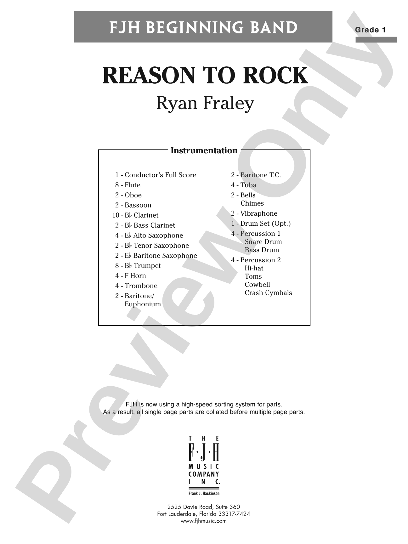 Reason to Rock: Concert Band Conductor Score & Parts