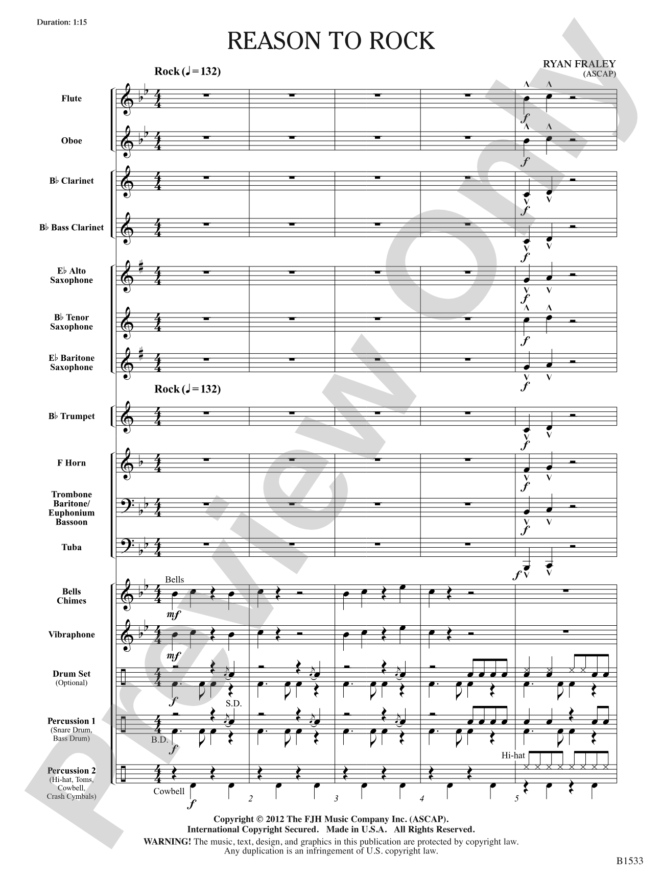 Reason to Rock: Concert Band Conductor Score & Parts