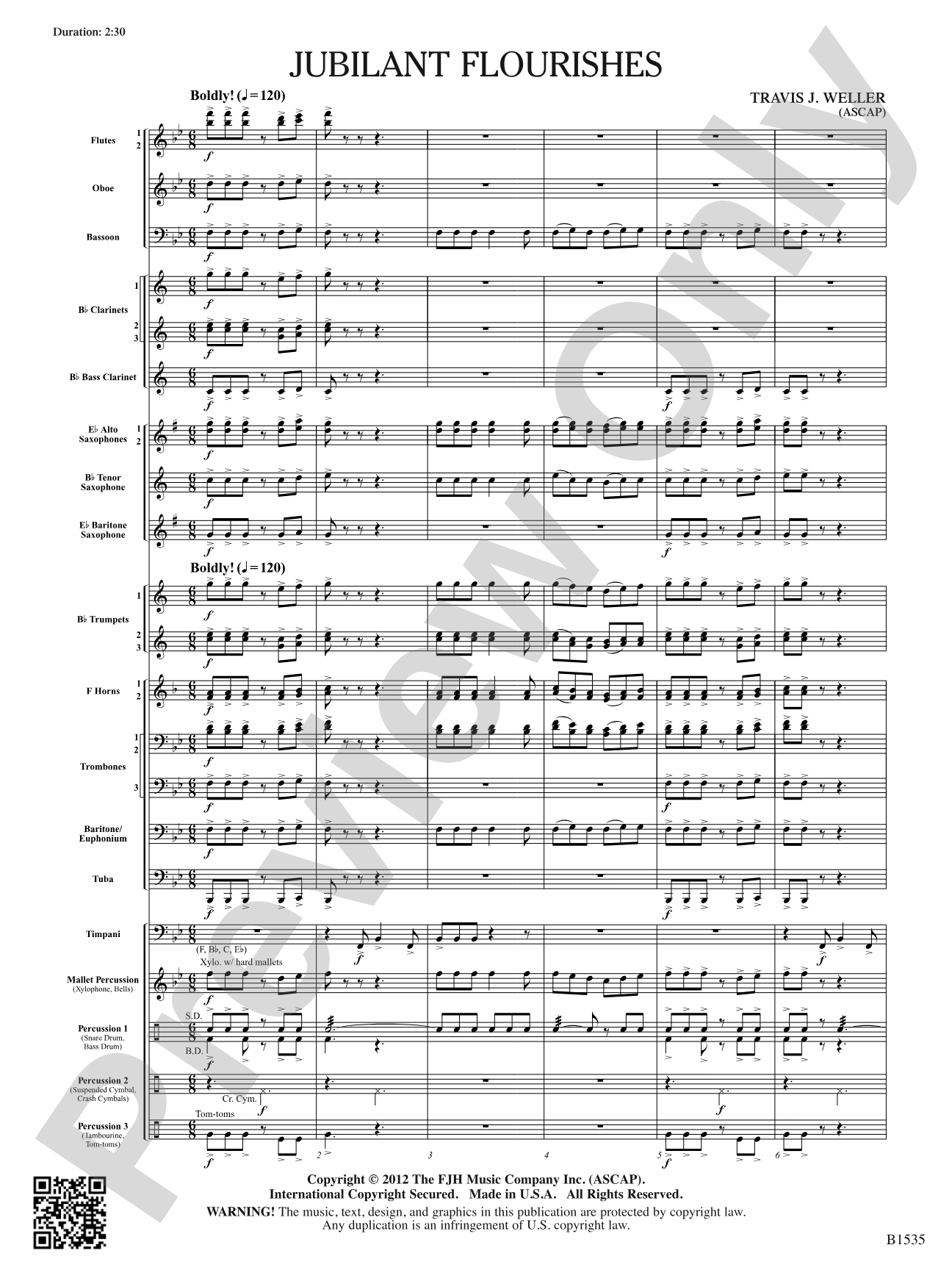 Jubilant Flourishes: Concert Band Conductor Score & Parts