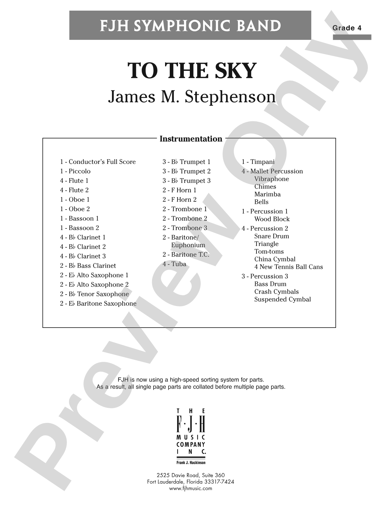 To the Sky: Concert Band Conductor Score & Parts
