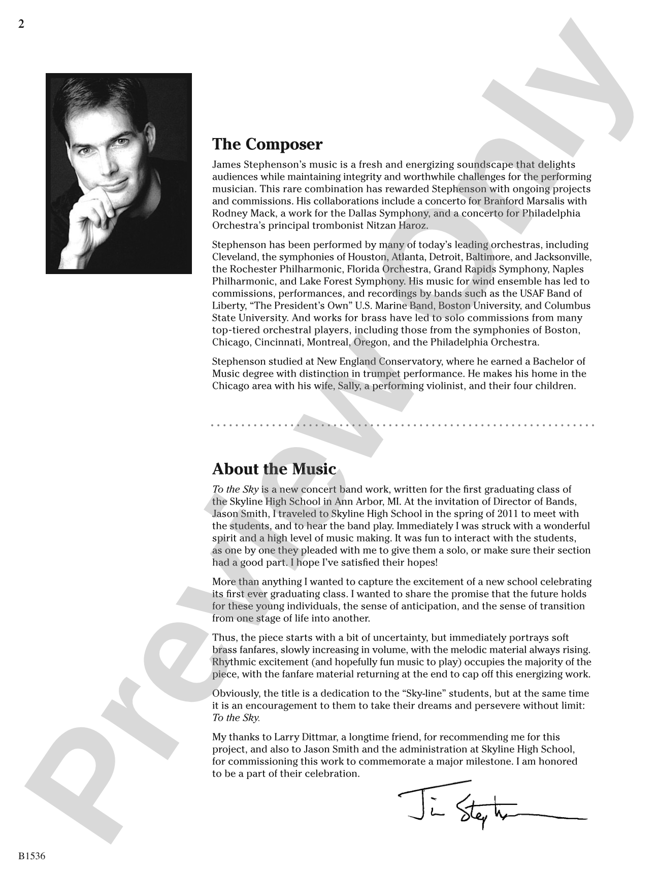 To the Sky: Concert Band Conductor Score & Parts