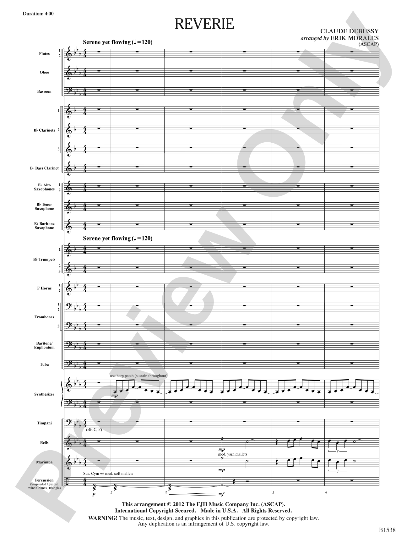 Reverie: Concert Band Conductor Score & Parts