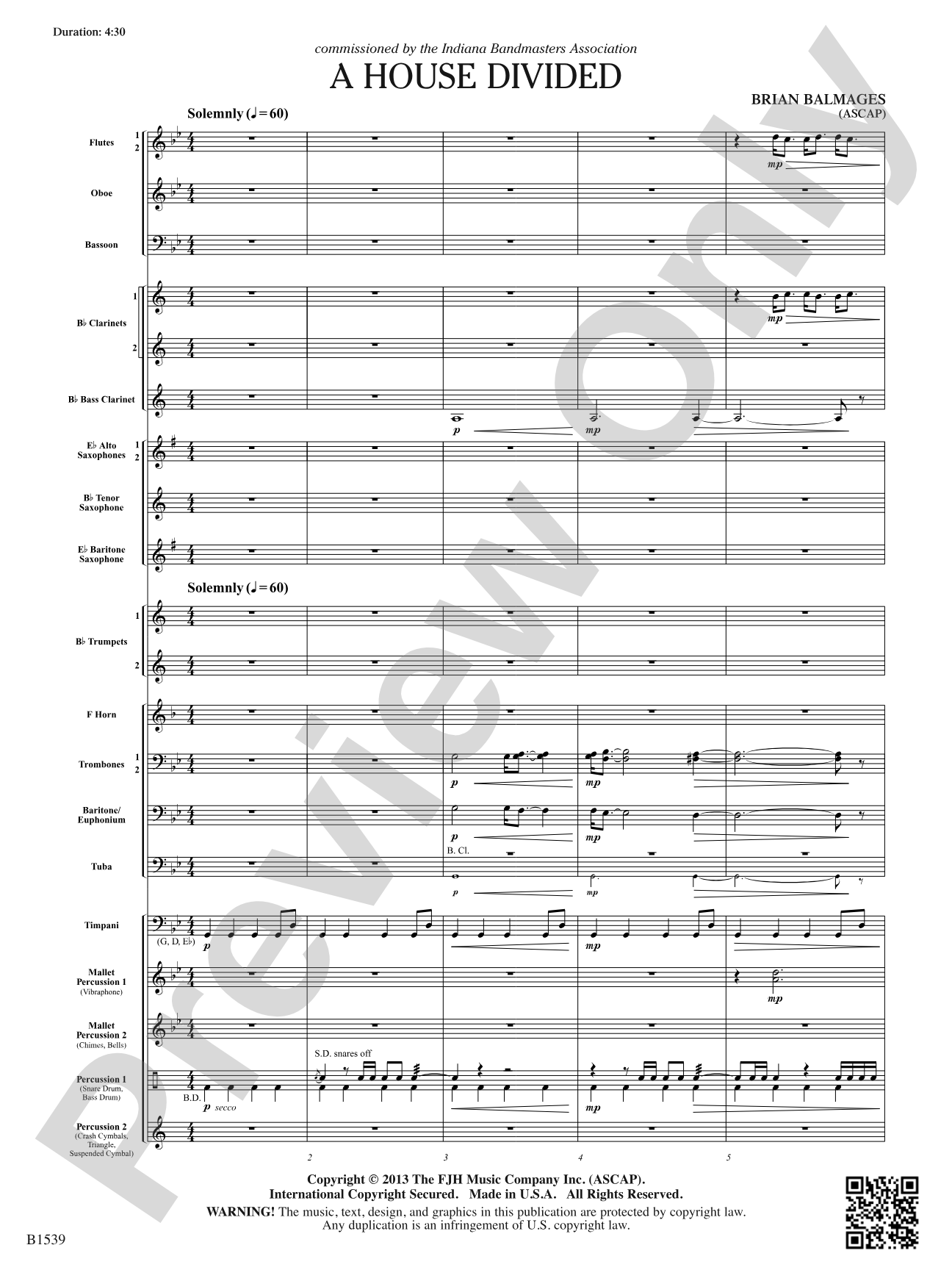 A House Divided: Concert Band Conductor Score & Parts
