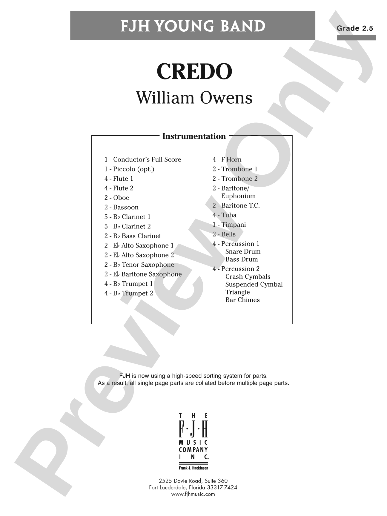 Credo: Concert Band Conductor Score & Parts