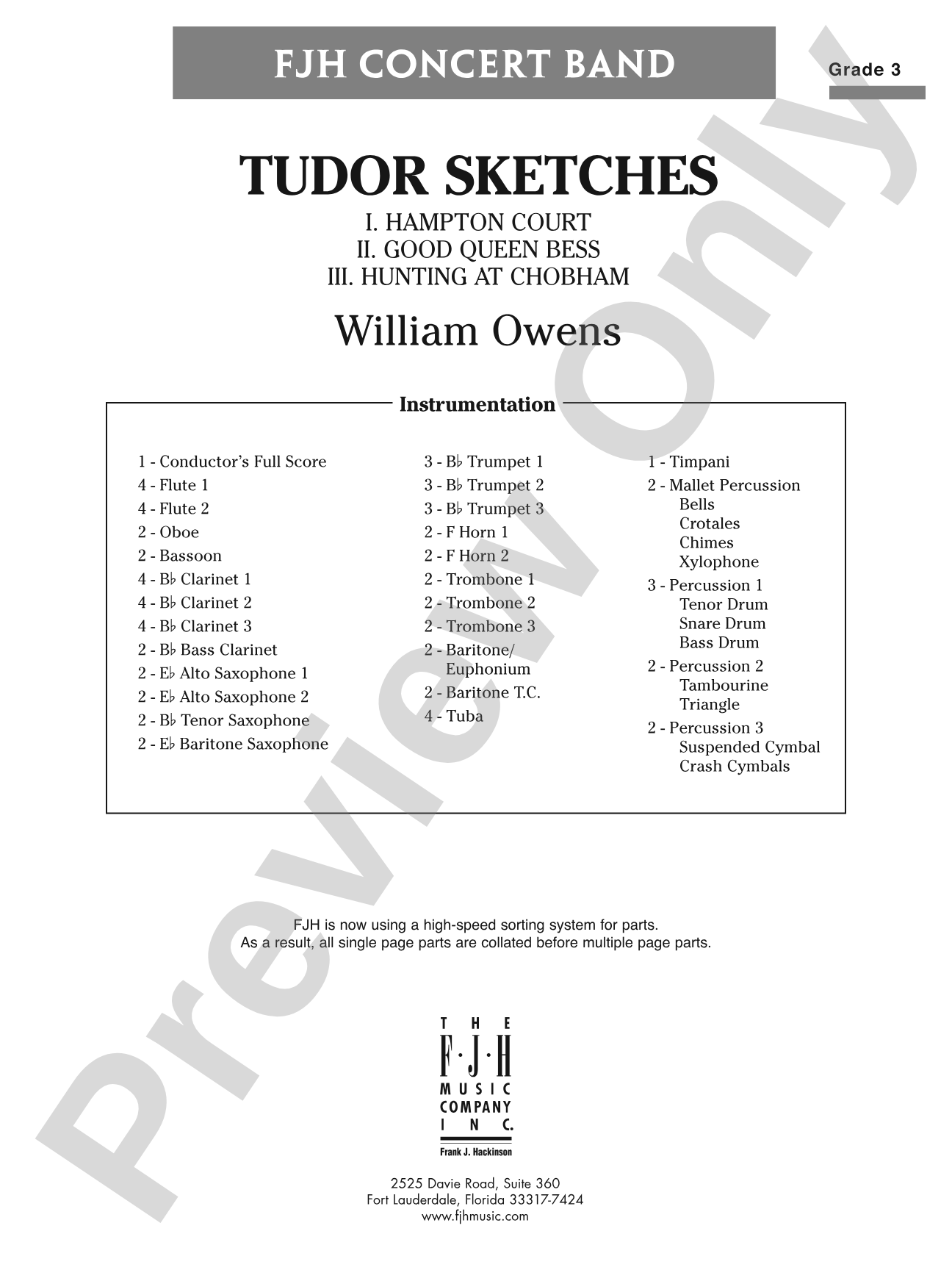 Tudor Sketches: Concert Band Conductor Score & Parts