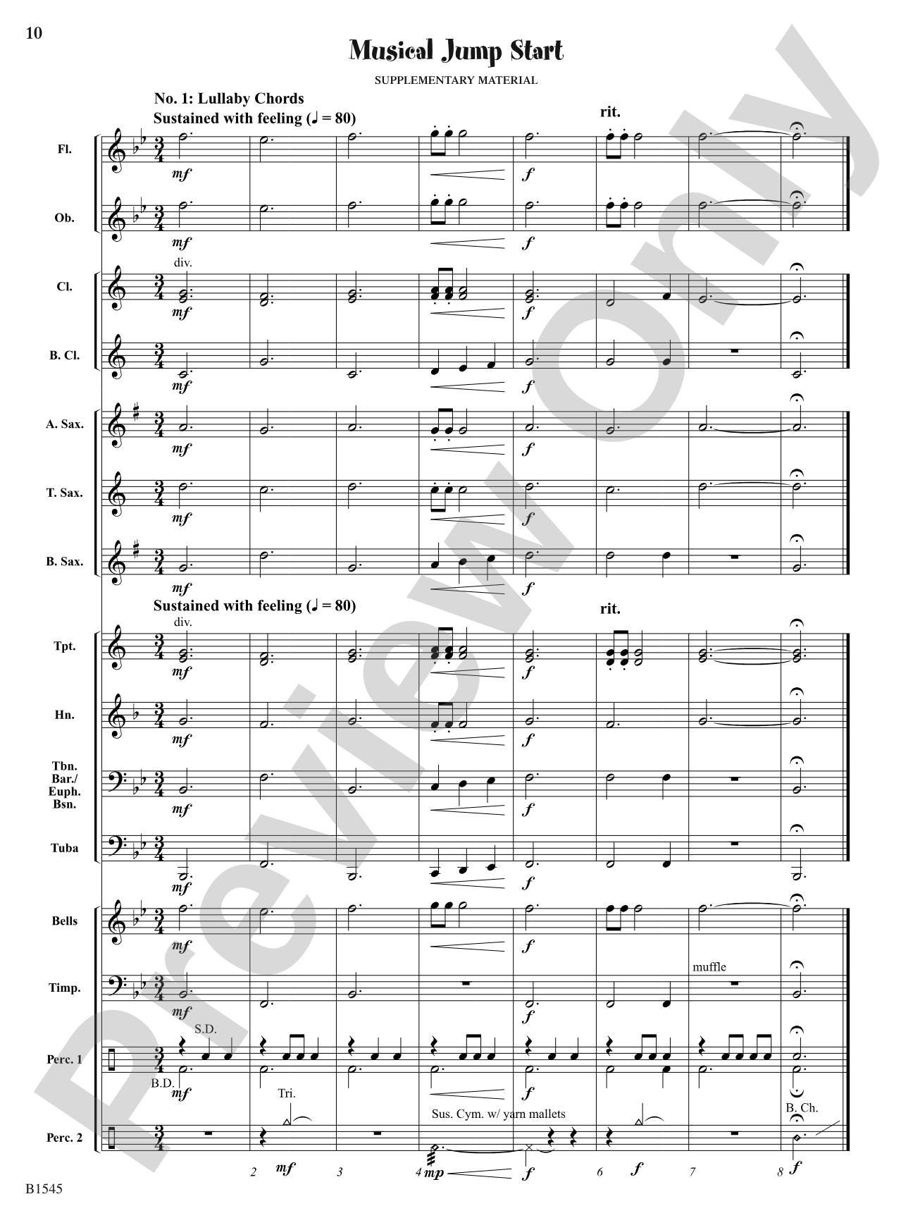 Lullaby for Winds: Concert Band Conductor Score & Parts