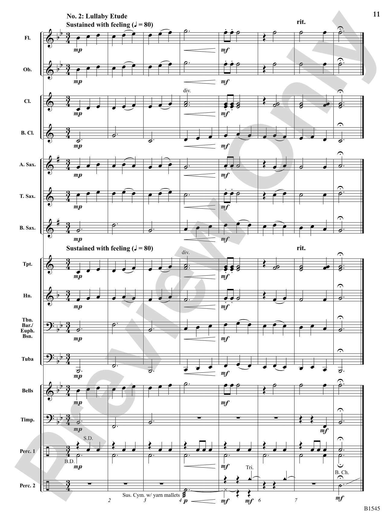 Lullaby for Winds: Concert Band Conductor Score & Parts