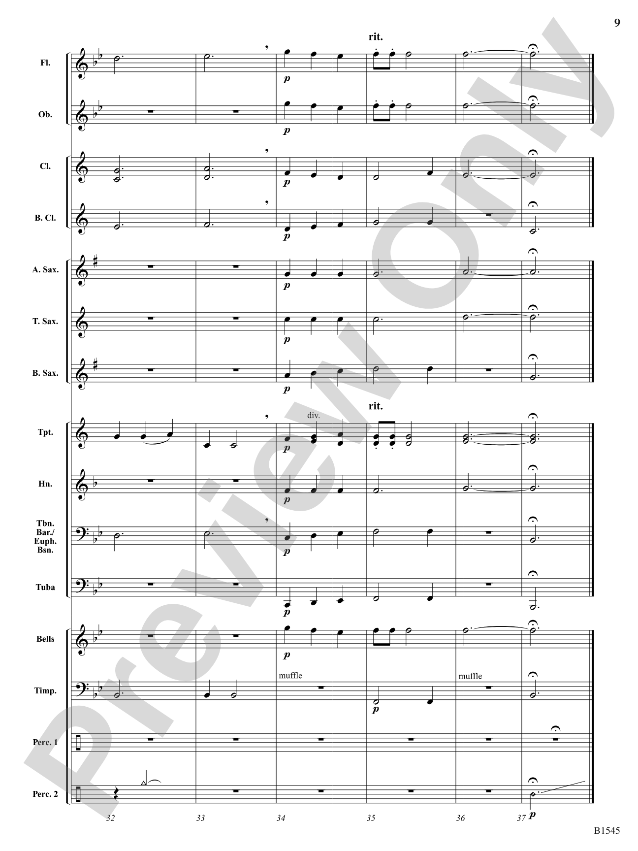 Lullaby for Winds: Concert Band Conductor Score & Parts