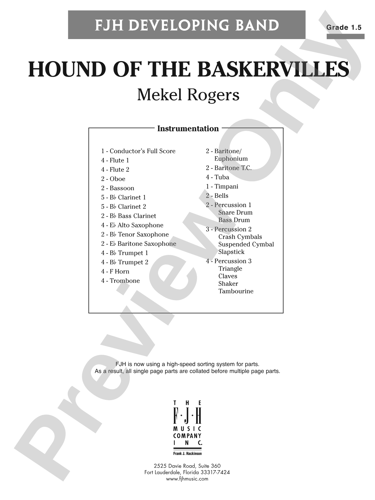 Hounds of Baskervilles: Concert Band Conductor Score & Parts