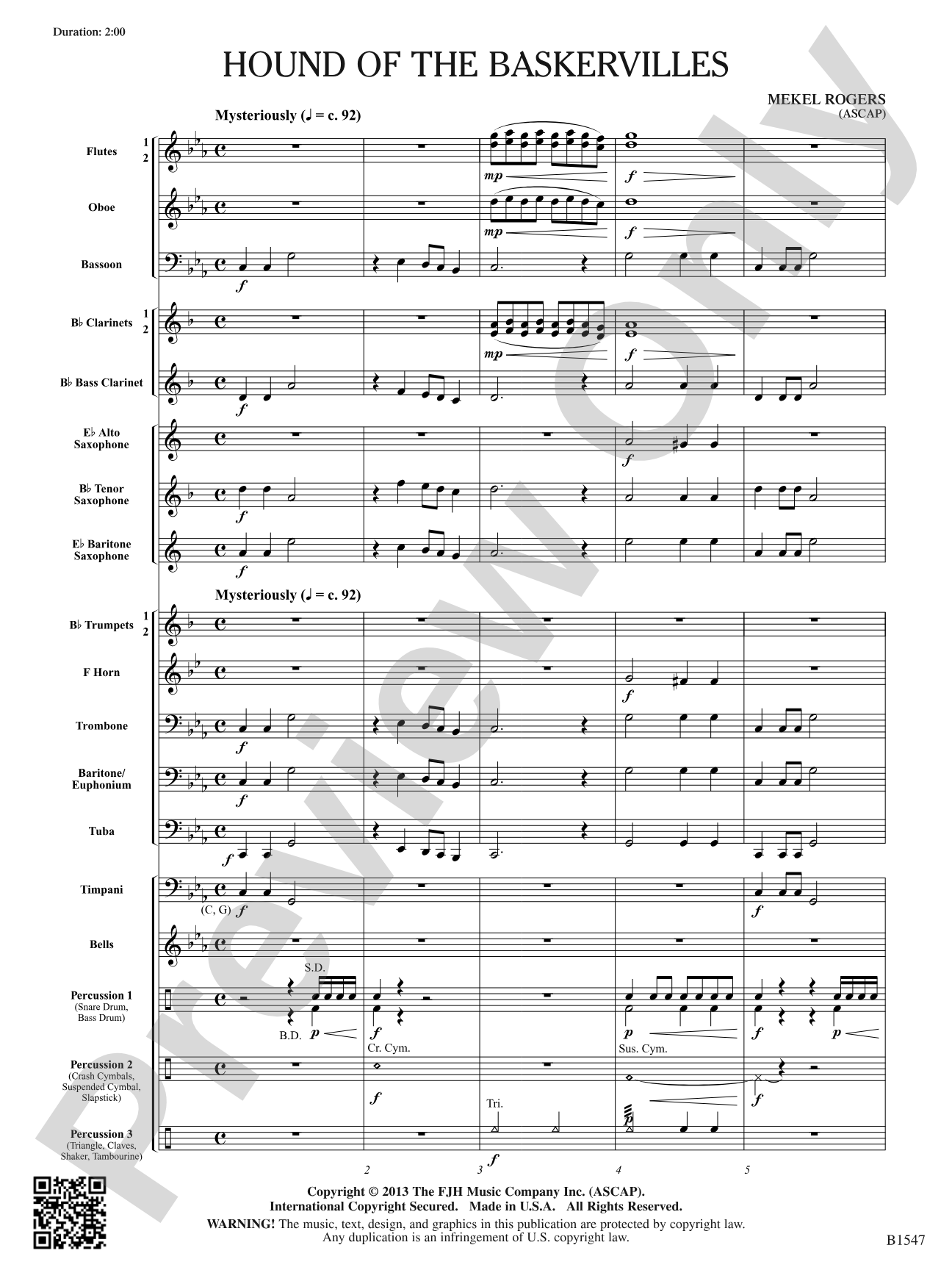 Hounds of Baskervilles: Concert Band Conductor Score & Parts