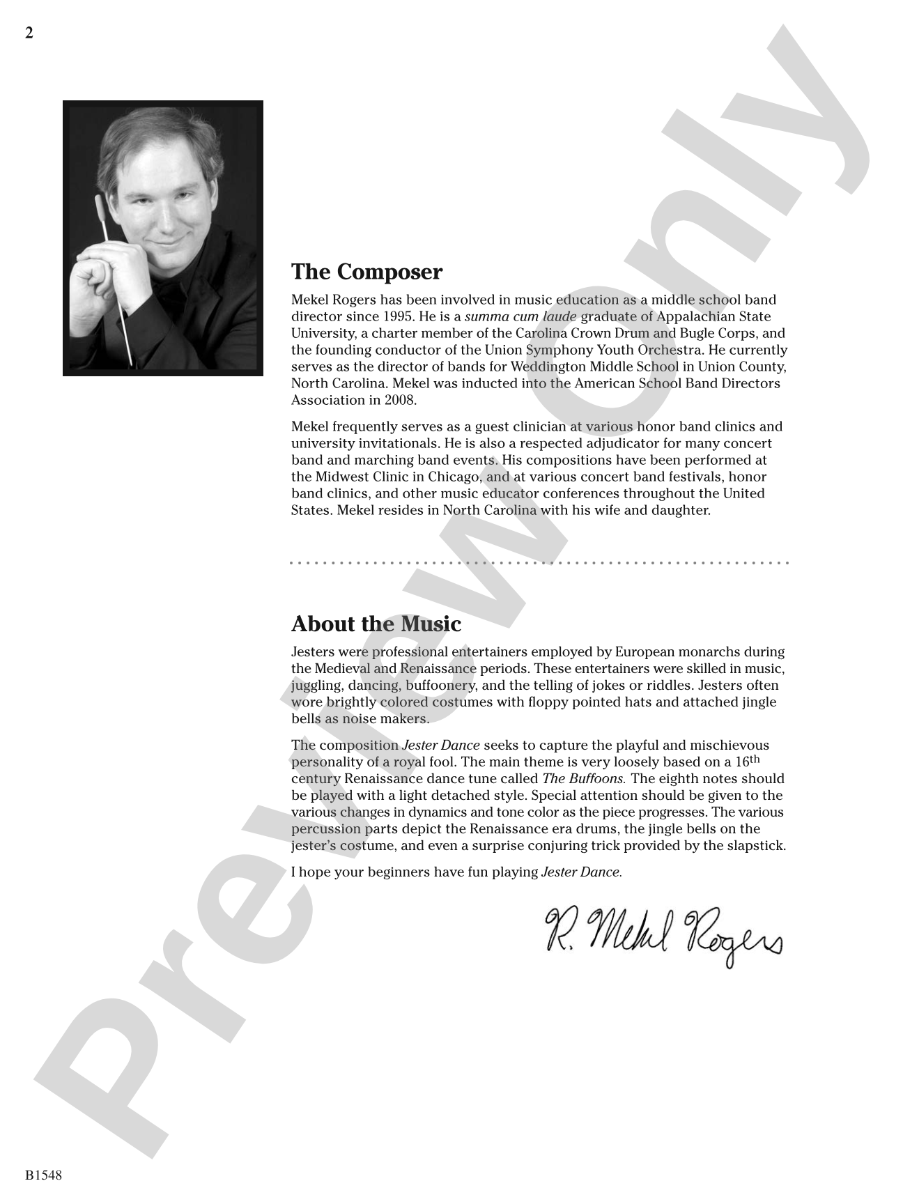 Jester Dance: Concert Band Conductor Score & Parts