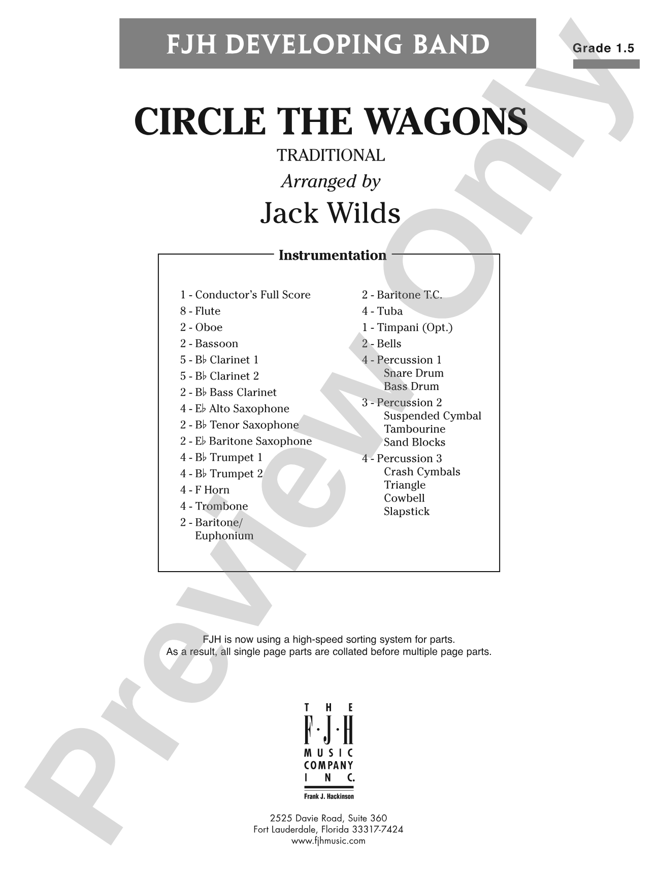 Circle the Wagons: Concert Band Conductor Score & Parts