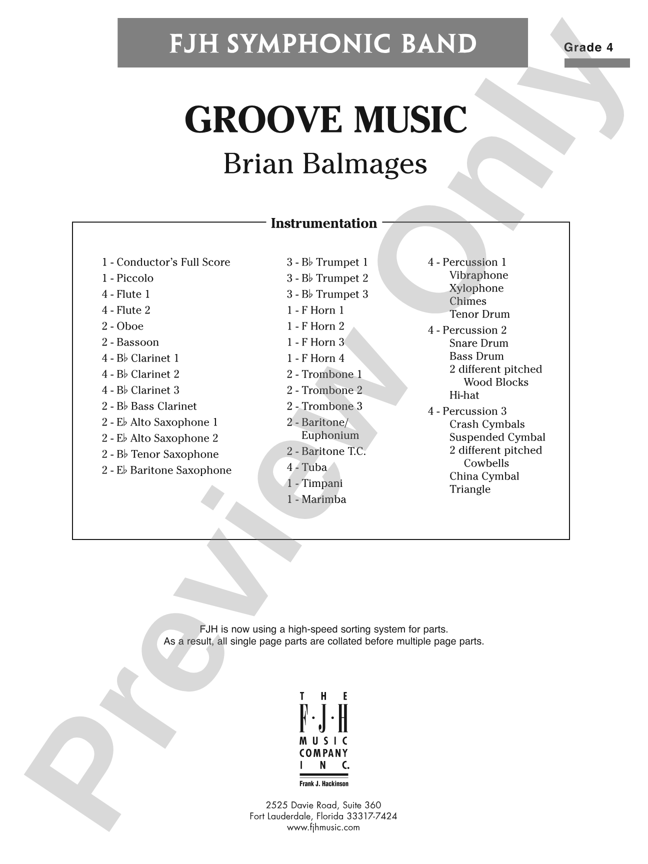 Groove Music: Concert Band Conductor Score & Parts