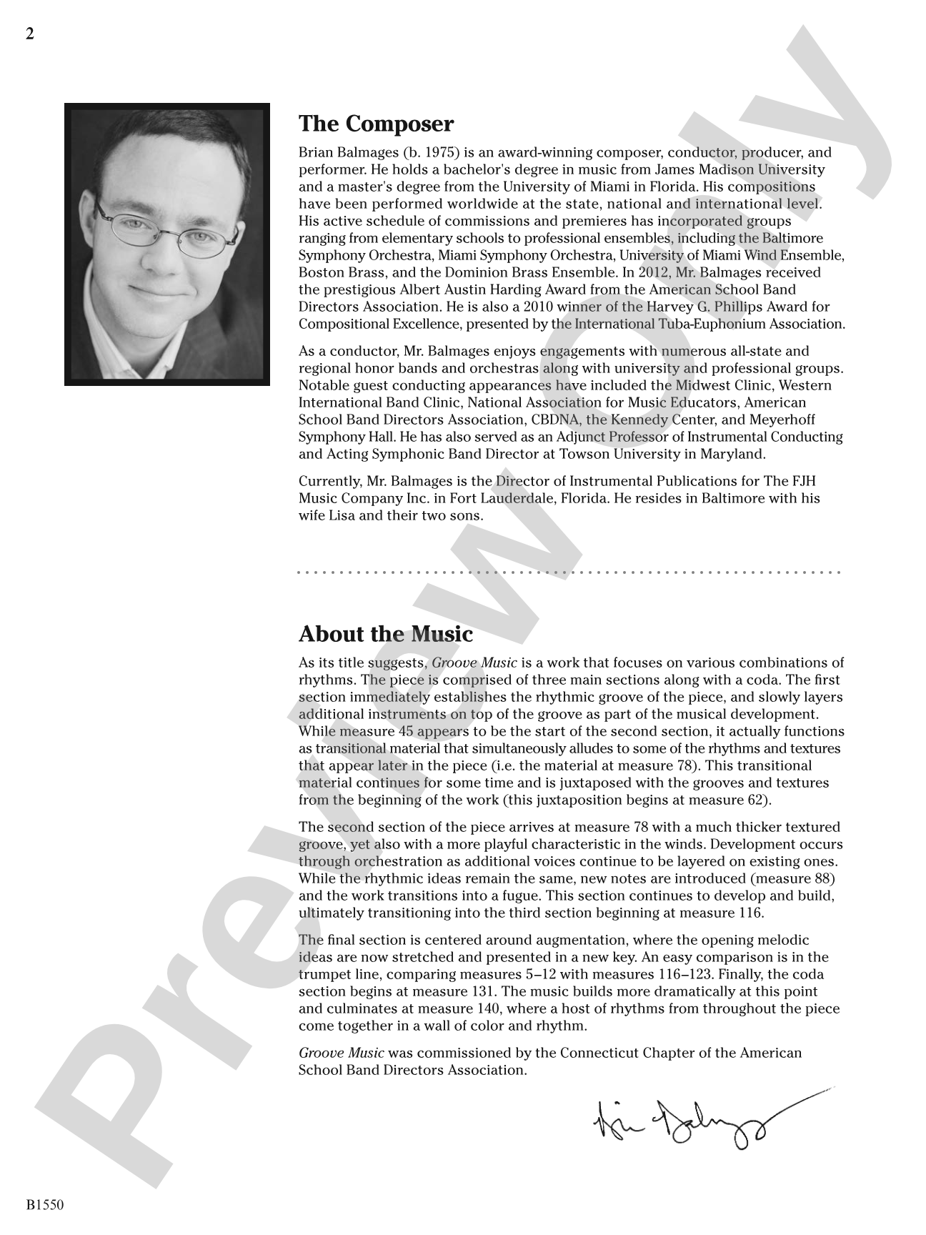 Groove Music: Concert Band Conductor Score & Parts