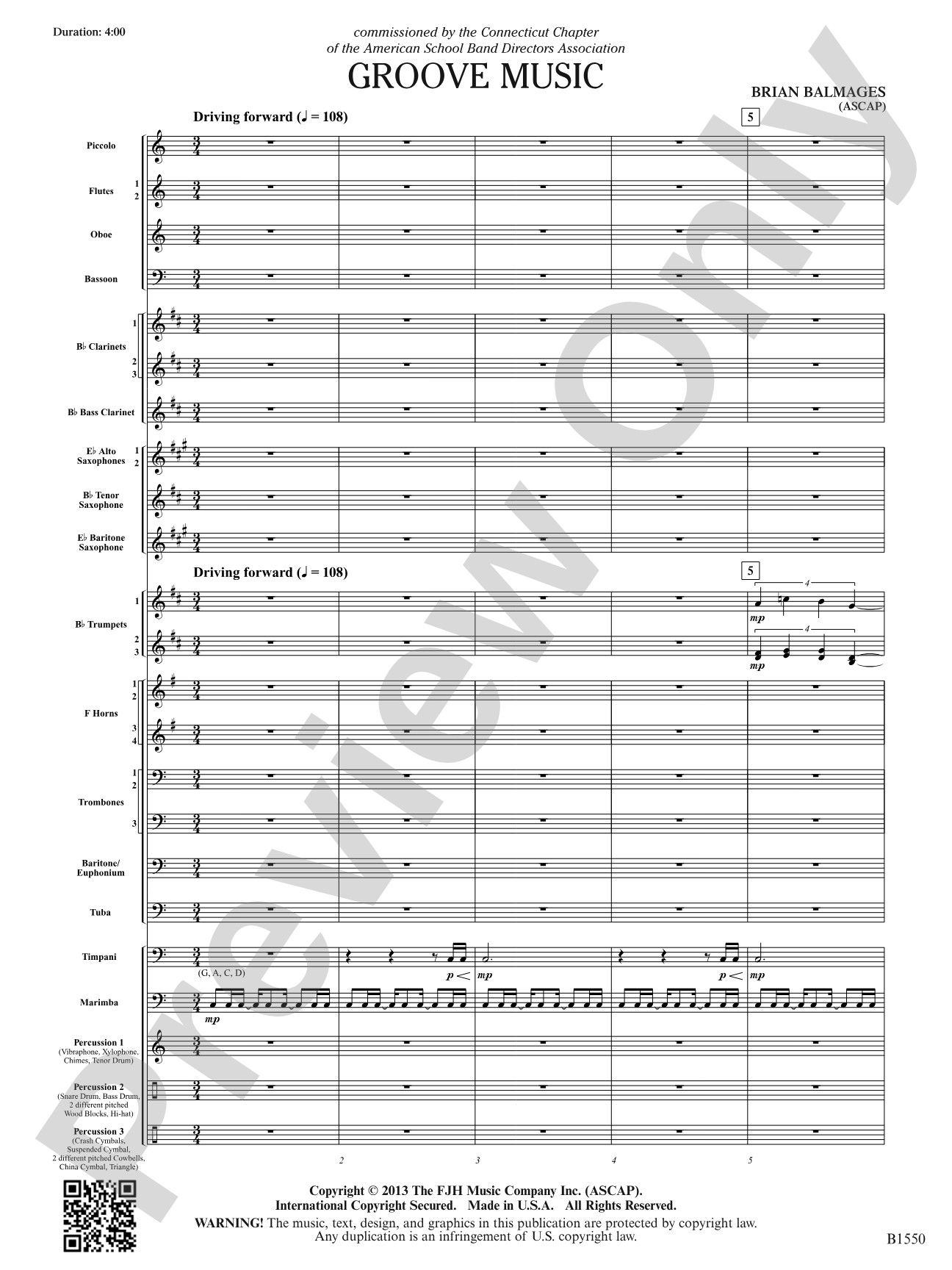 Groove Music: Concert Band Conductor Score & Parts