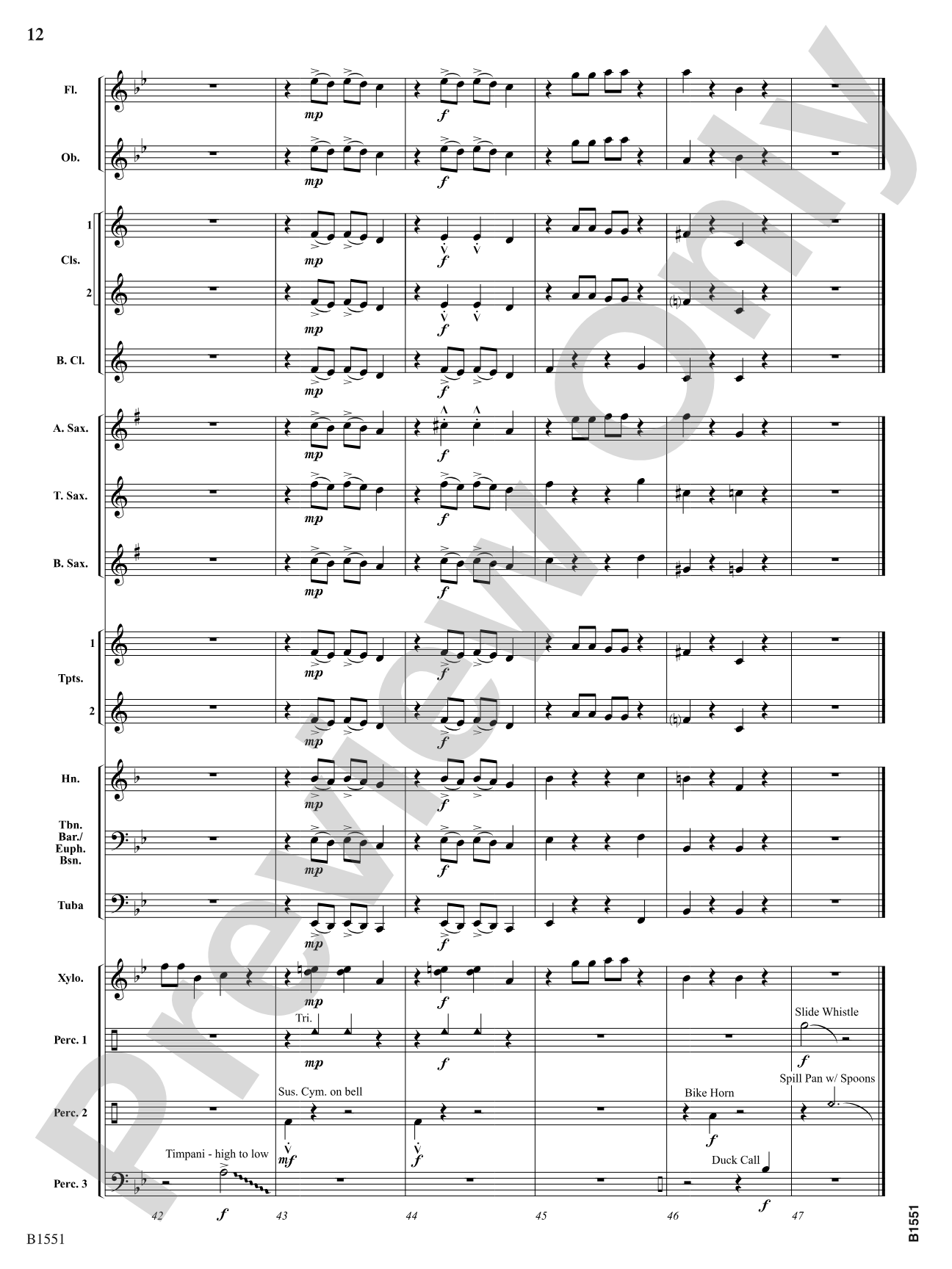 The Clumsy Clown: Concert Band Conductor Score & Parts