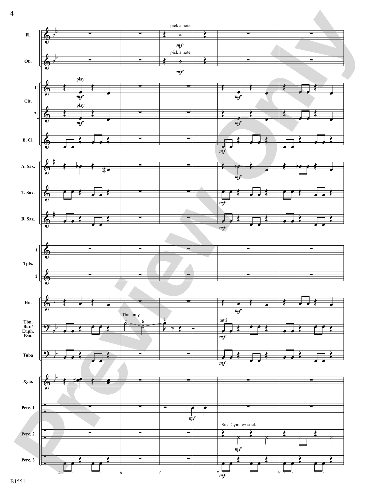 The Clumsy Clown: Concert Band Conductor Score & Parts