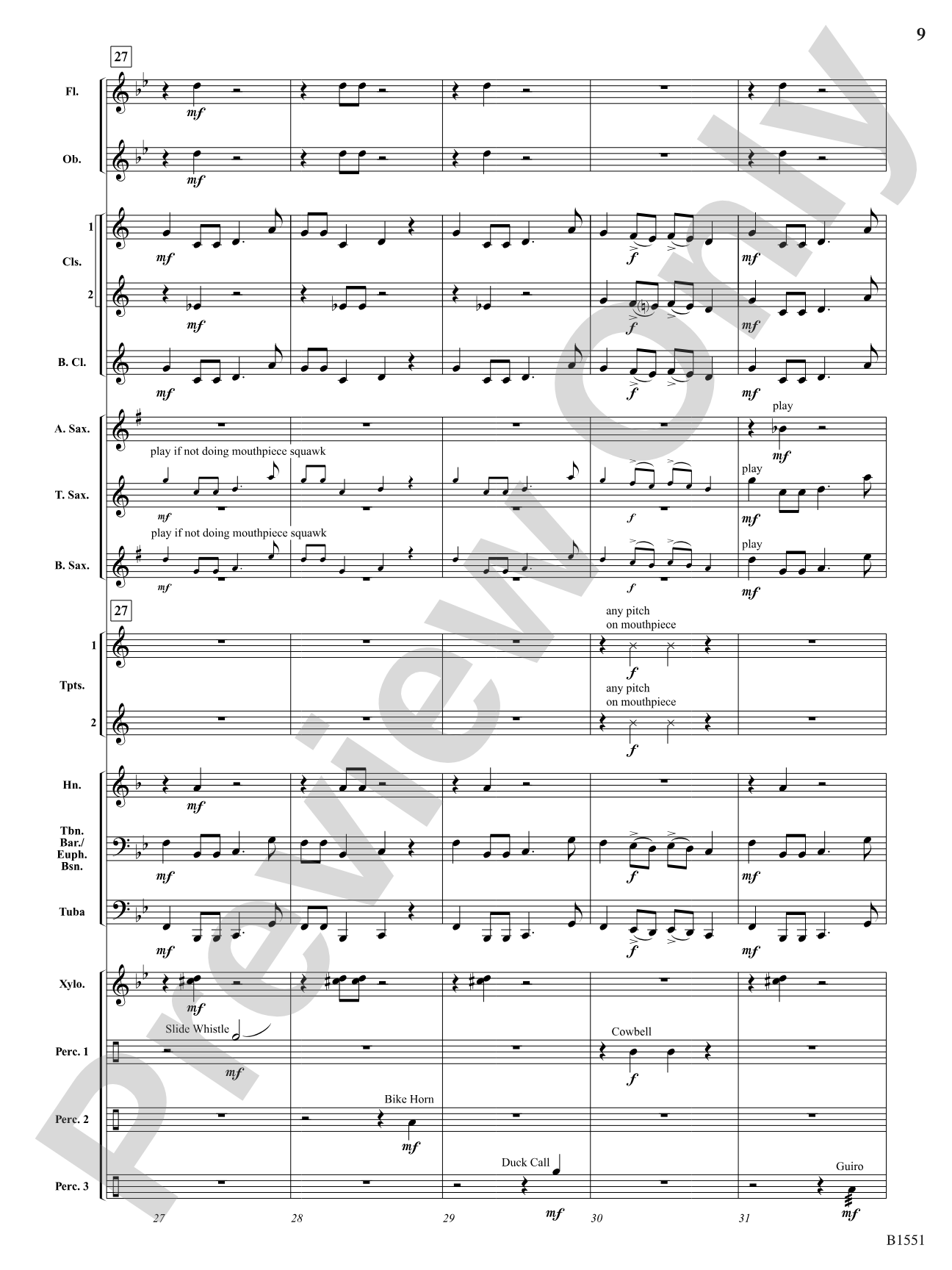 The Clumsy Clown: Concert Band Conductor Score & Parts