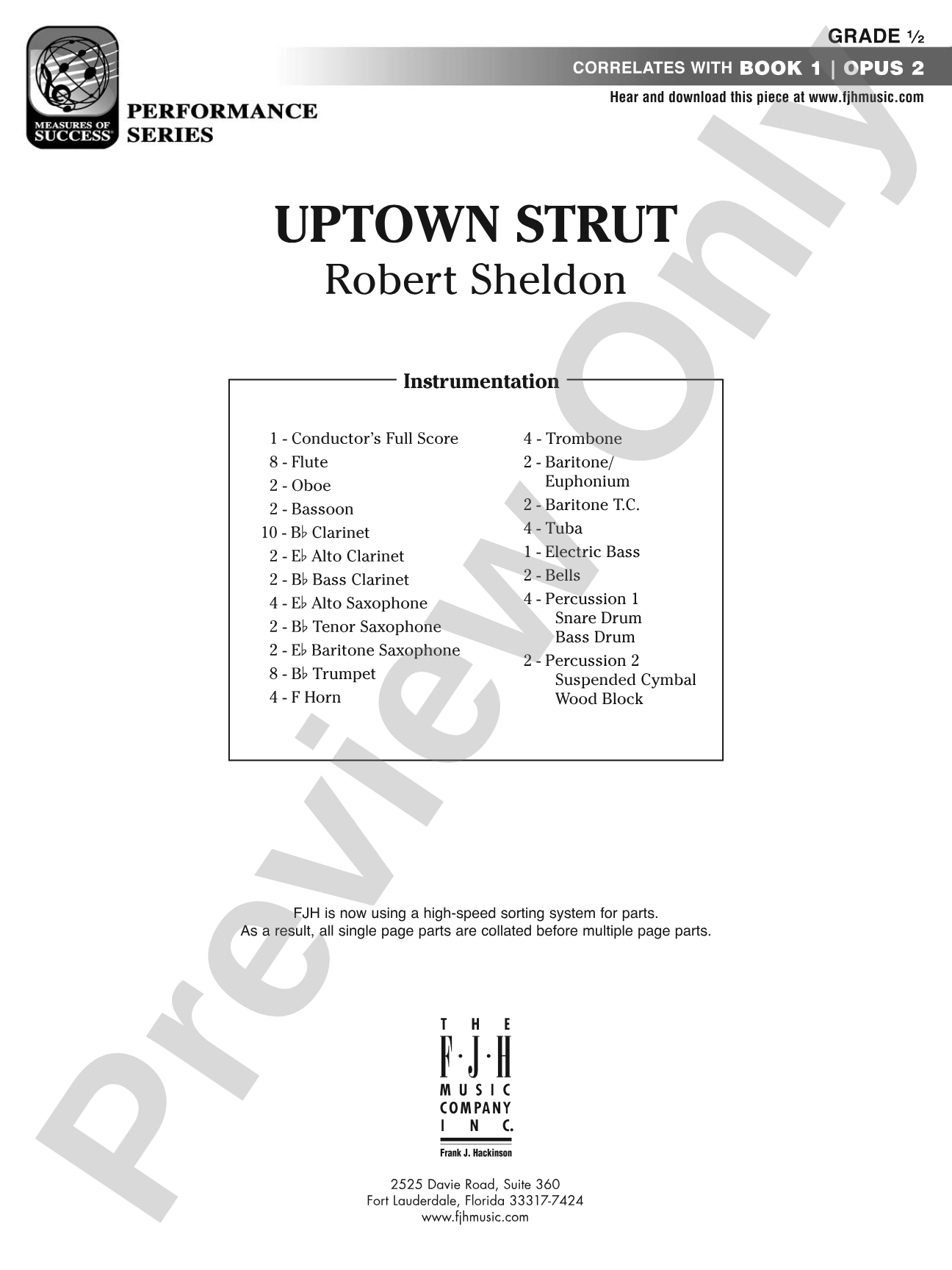 Uptown Strut: Concert Band Conductor Score & Parts
