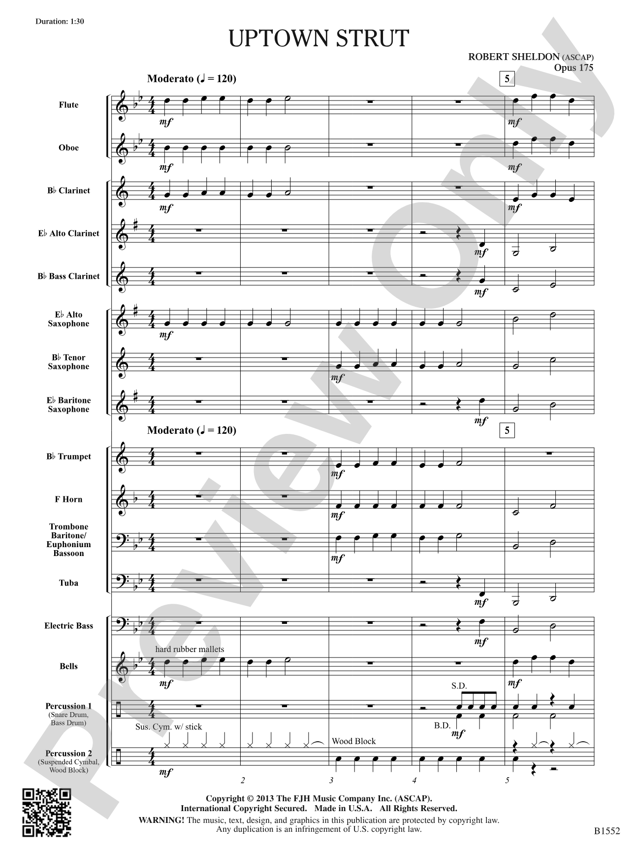 Uptown Strut: Concert Band Conductor Score & Parts