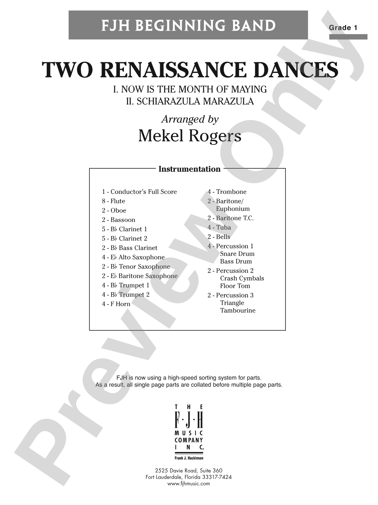 Two Renaissance Dances: Concert Band Conductor Score & Parts