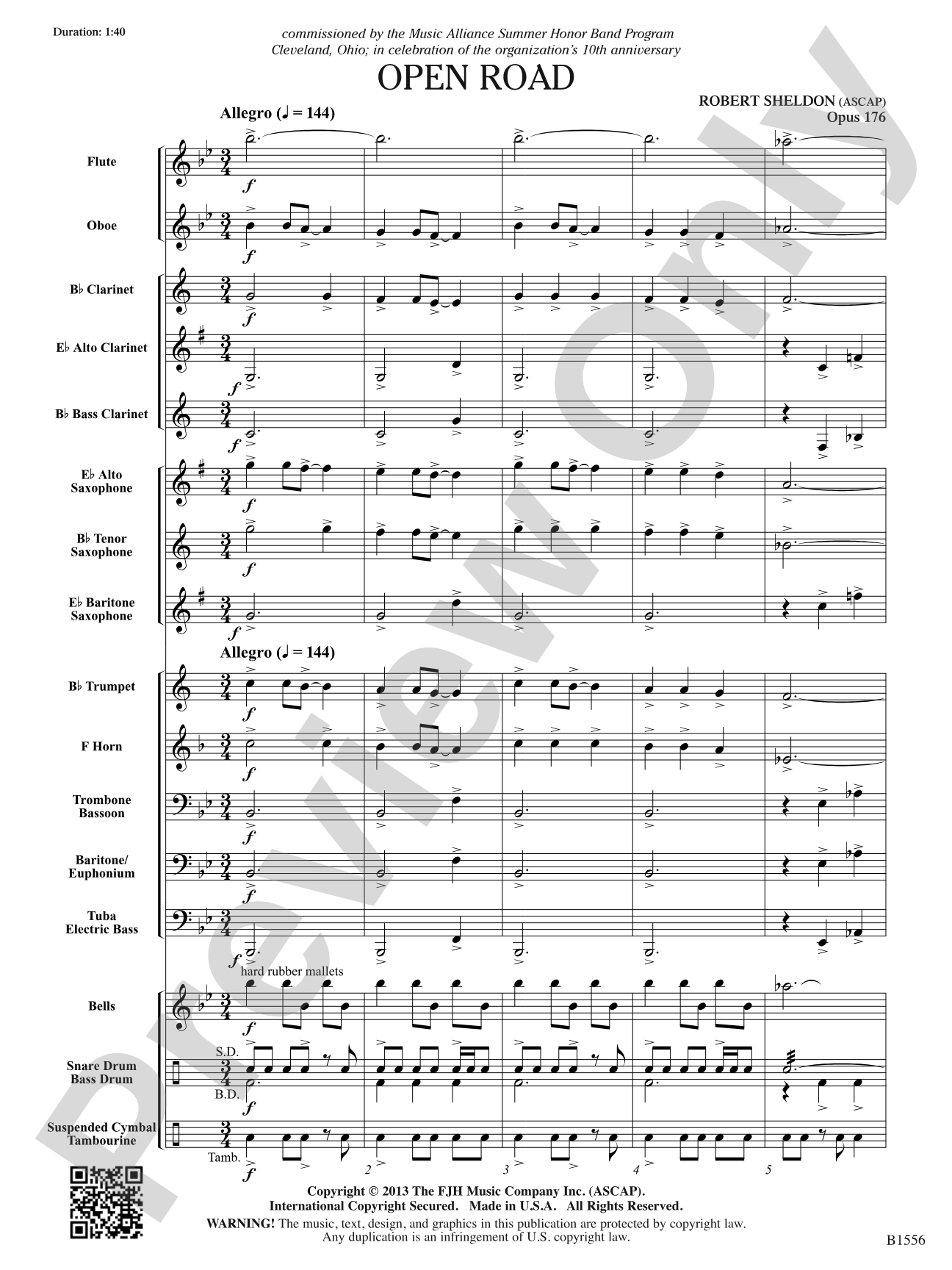 Open Road: Concert Band Conductor Score & Parts