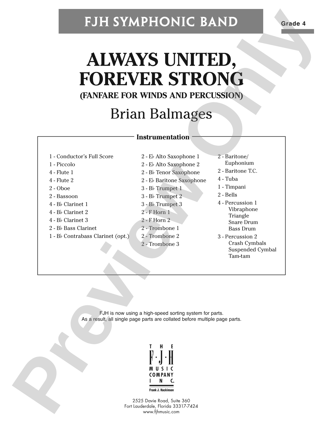 Always United, Forever Strong: Concert Band Conductor Score & Parts