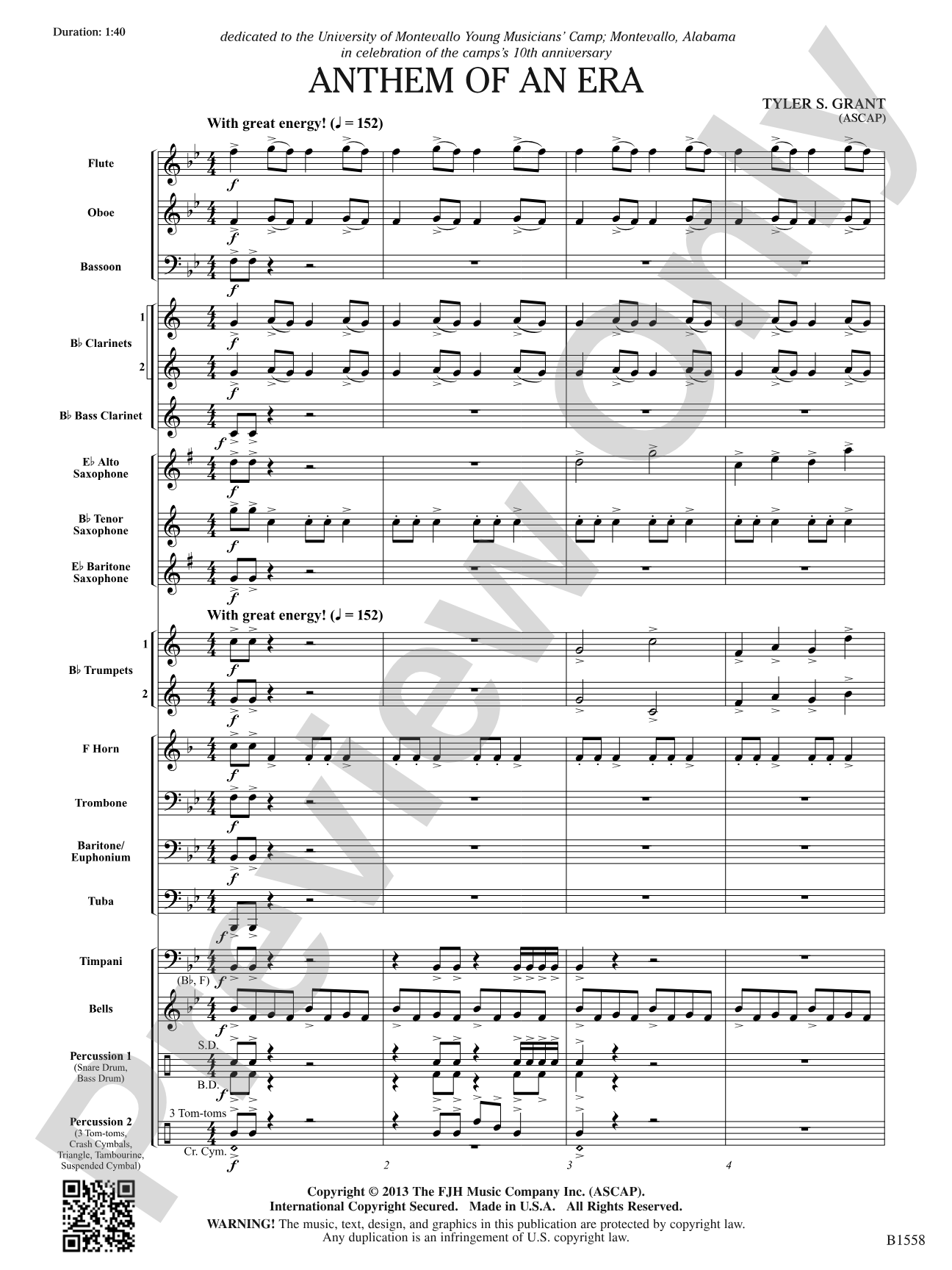 Anthem of an Era: Concert Band Conductor Score & Parts