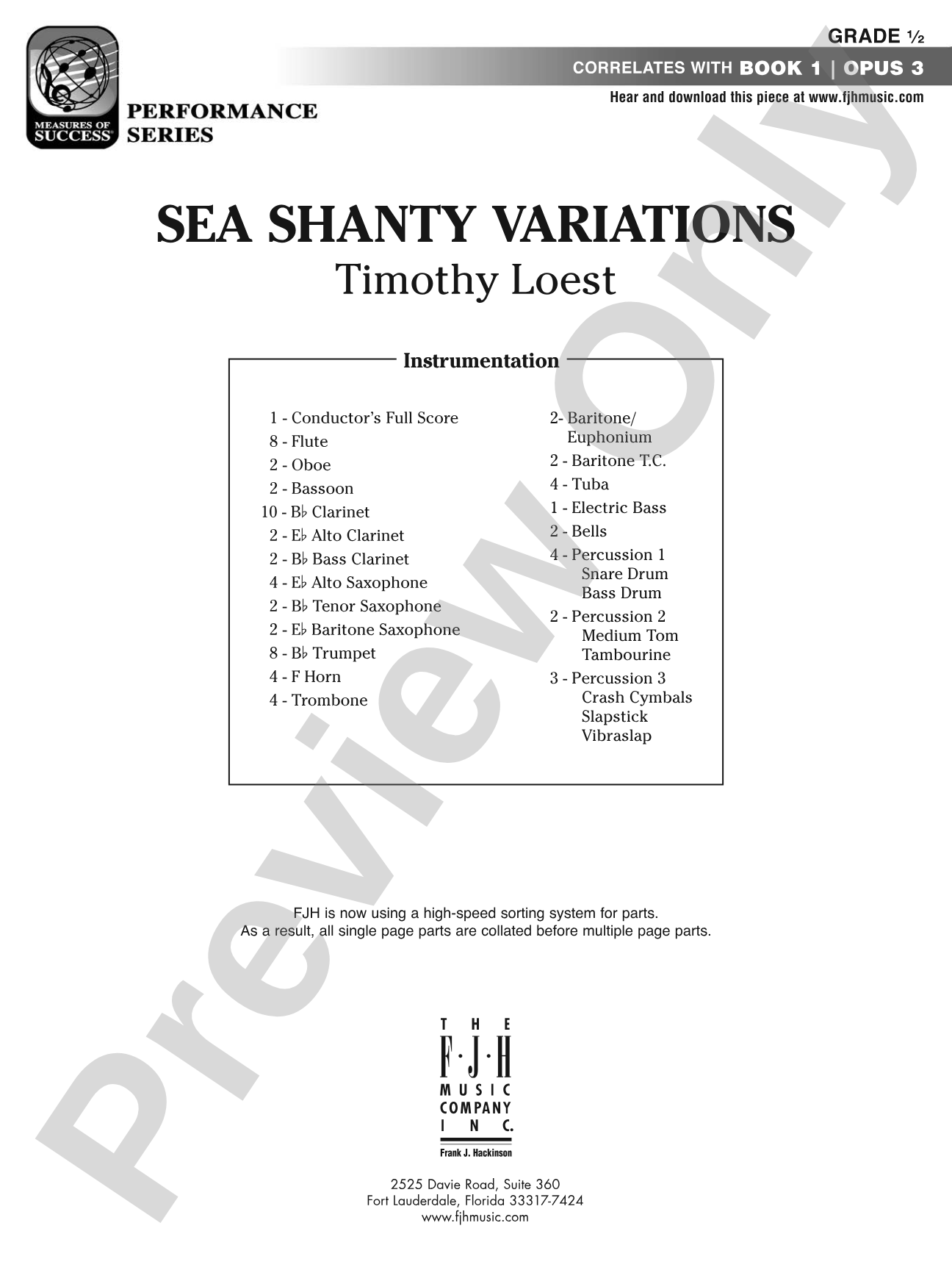 Sea Shanty Variations: Concert Band Conductor Score & Parts