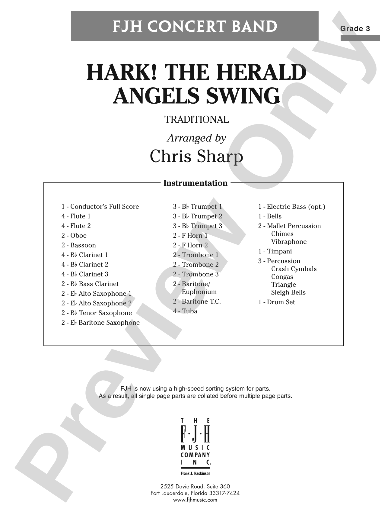 Hark! The Herald Angels Swing: Concert Band Conductor Score & Parts