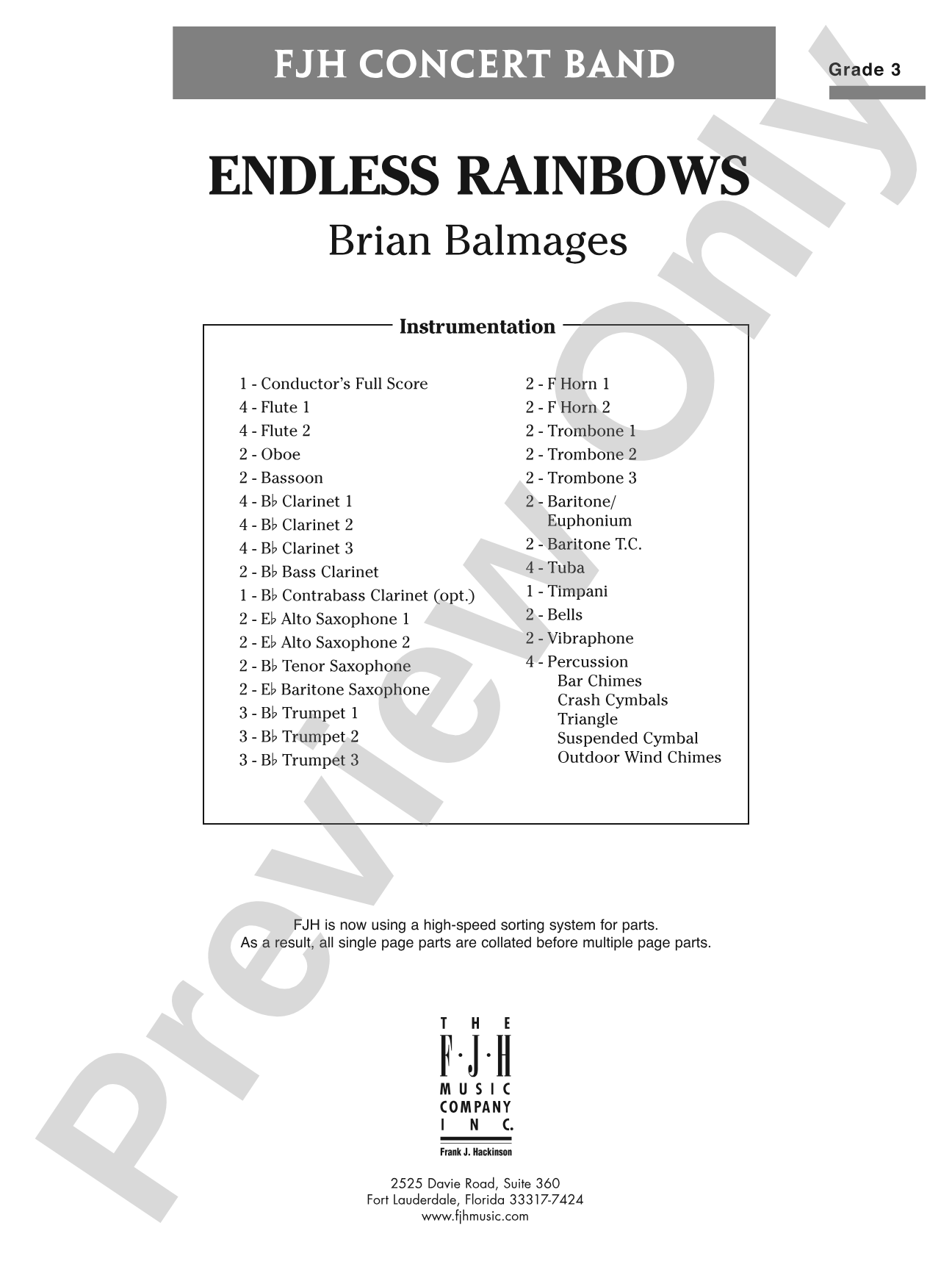 Endless Rainbows: Concert Band Conductor Score & Parts