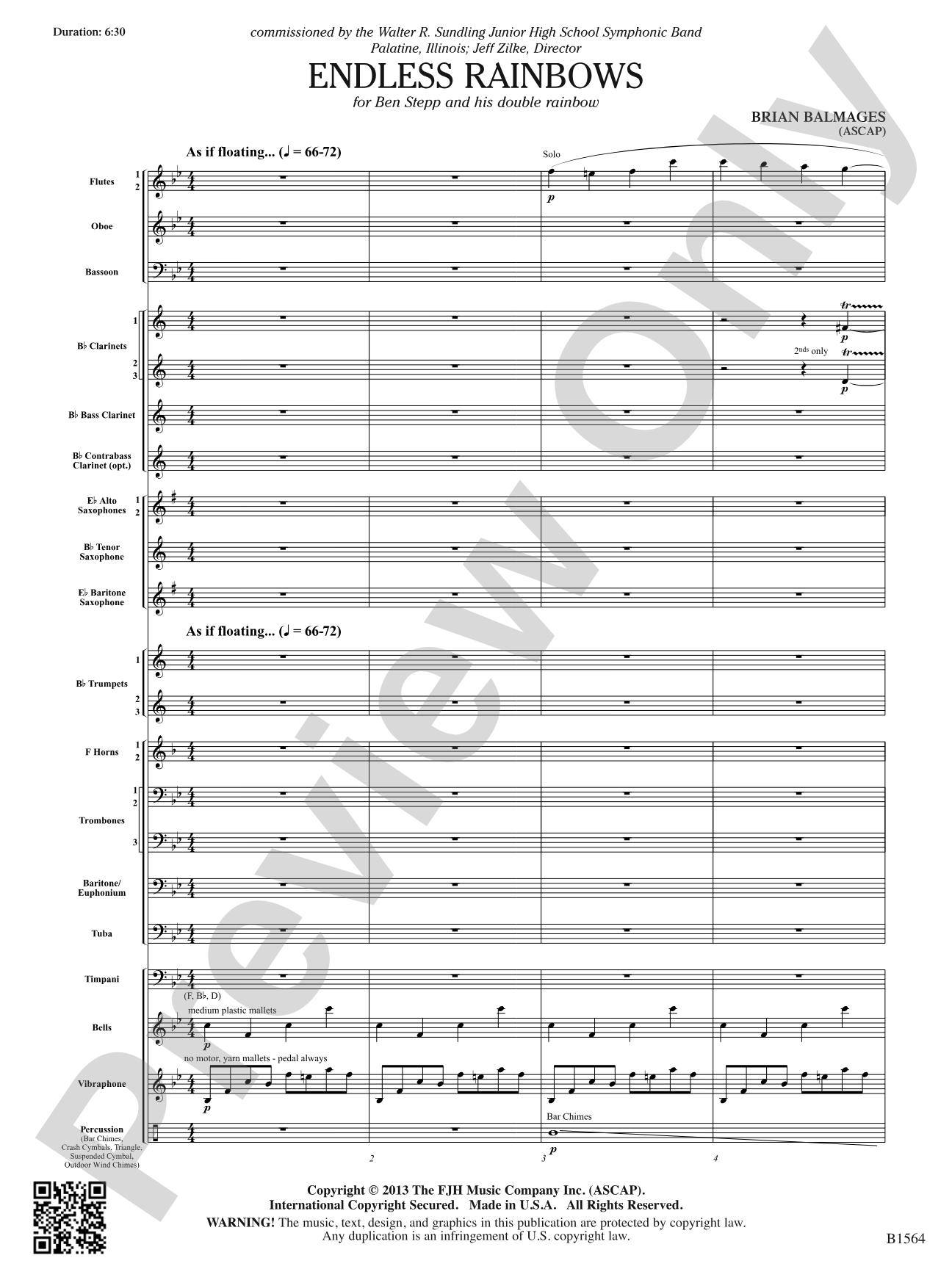 Endless Rainbows: Concert Band Conductor Score & Parts