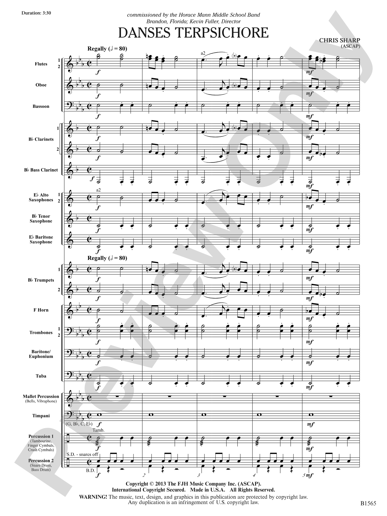 Danses Terpsichore: Concert Band Conductor Score & Parts