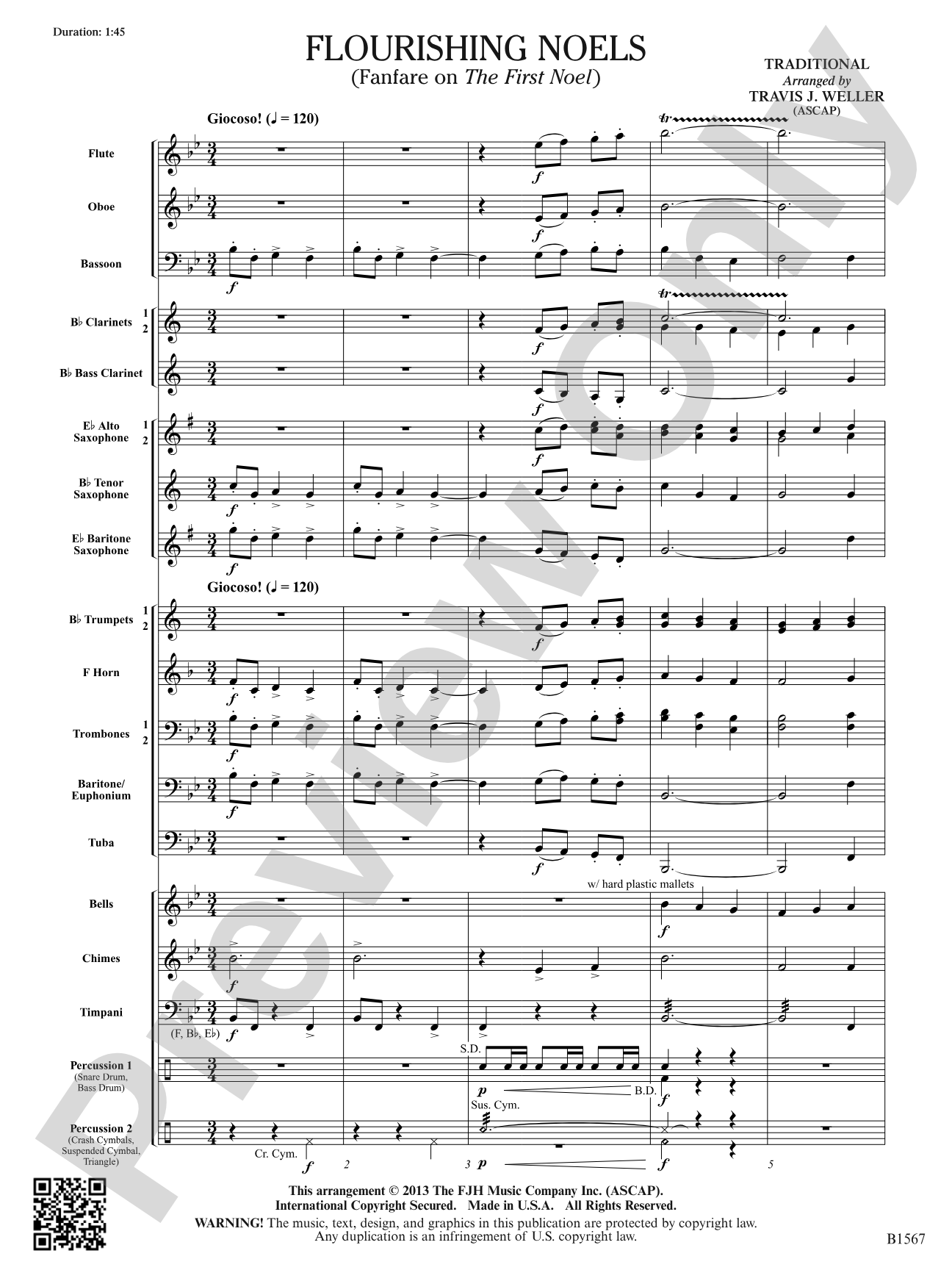Flourishing Noels (Fanfare on The First Noel): Concert Band Conductor Score & Parts