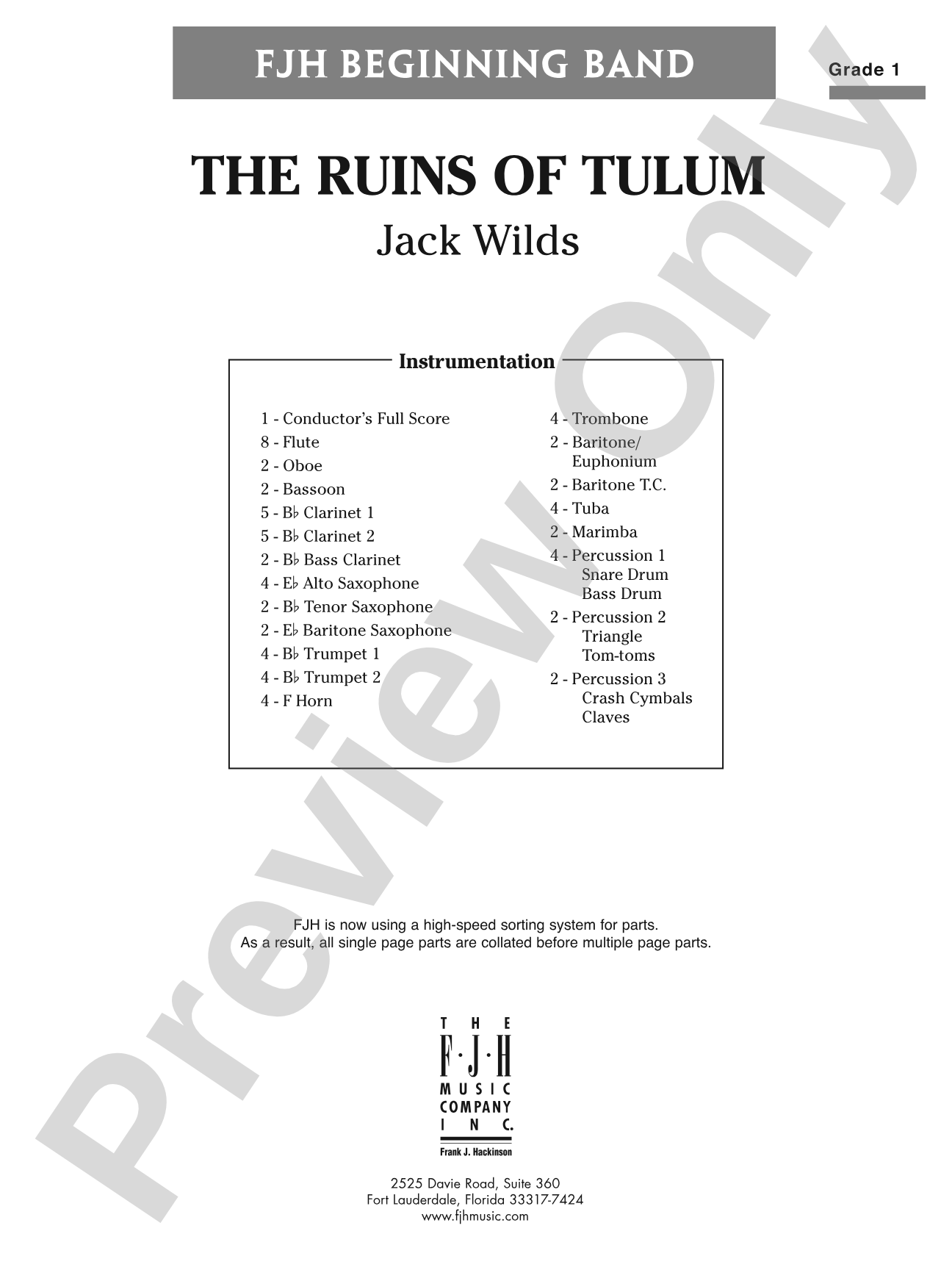 The Ruins of Tulum: Concert Band Conductor Score & Parts