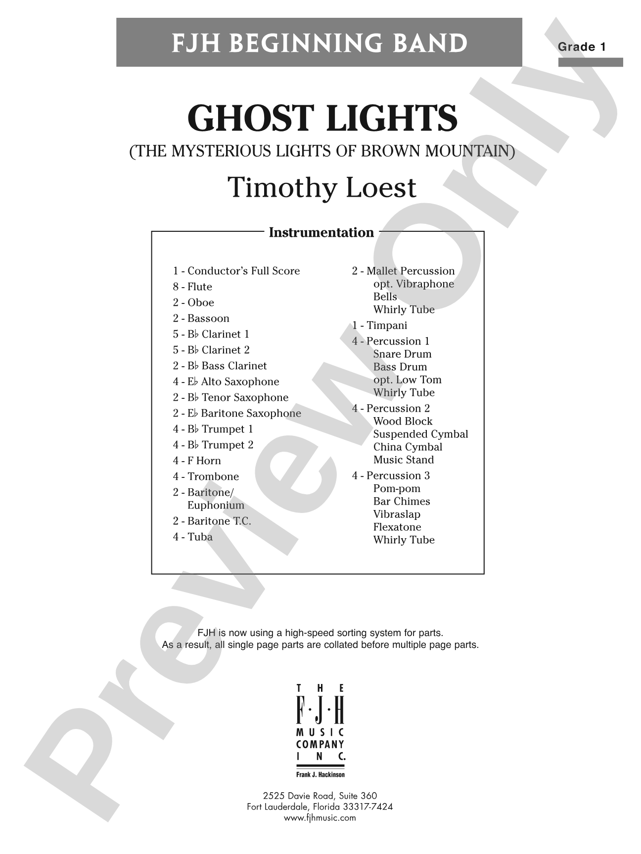 Ghost Lights: Concert Band Conductor Score & Parts