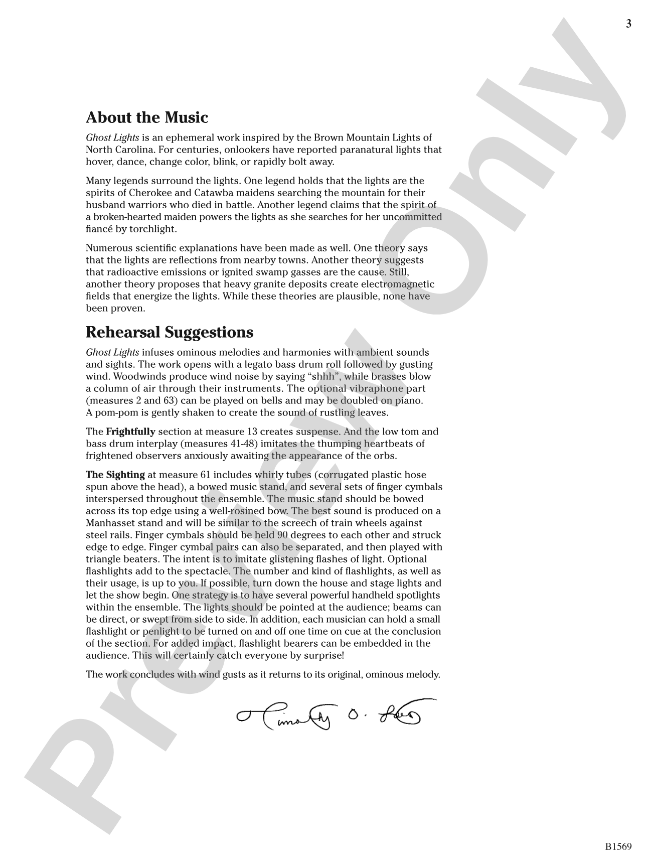 Ghost Lights: Concert Band Conductor Score & Parts