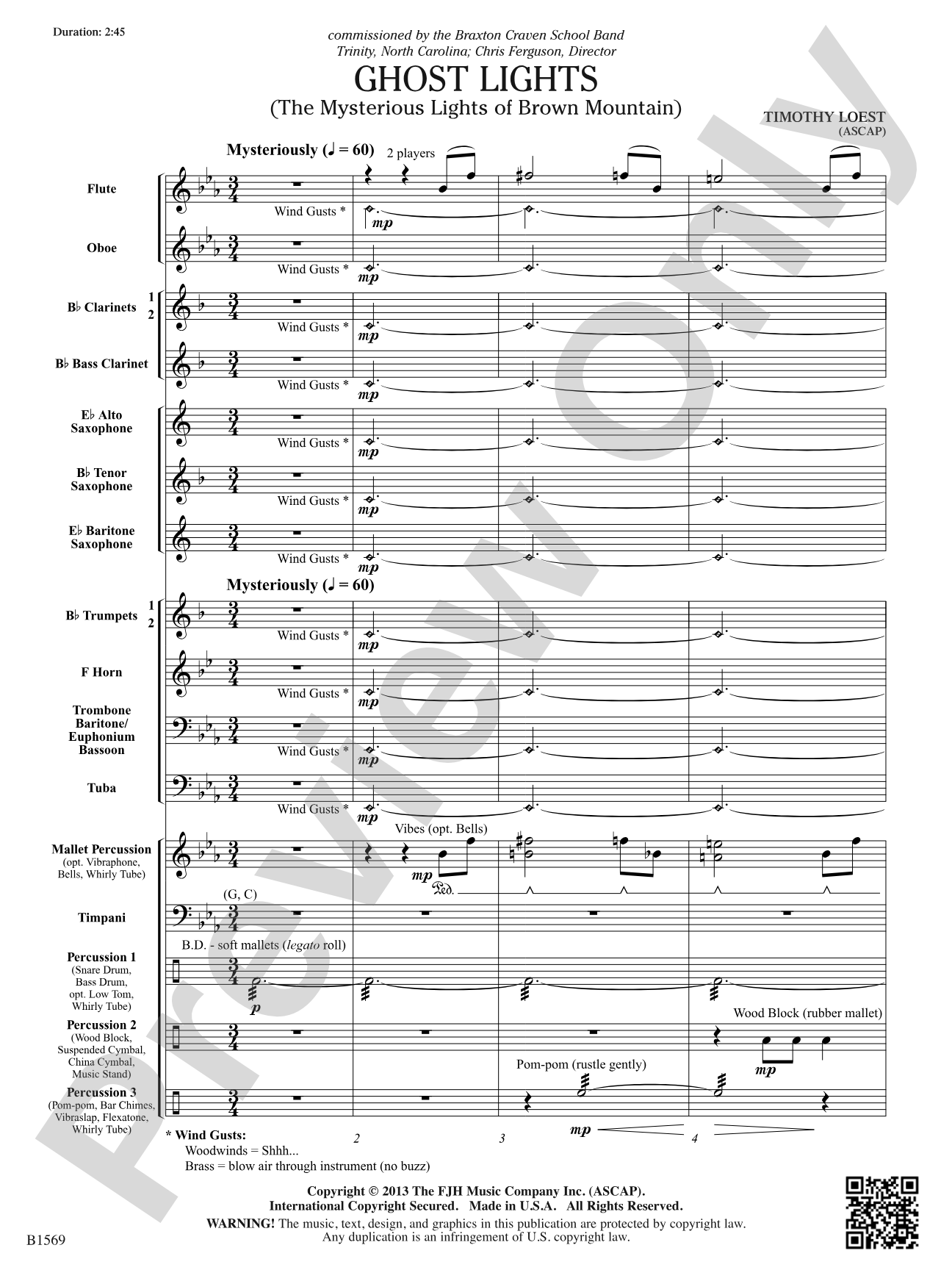 Ghost Lights: Concert Band Conductor Score & Parts