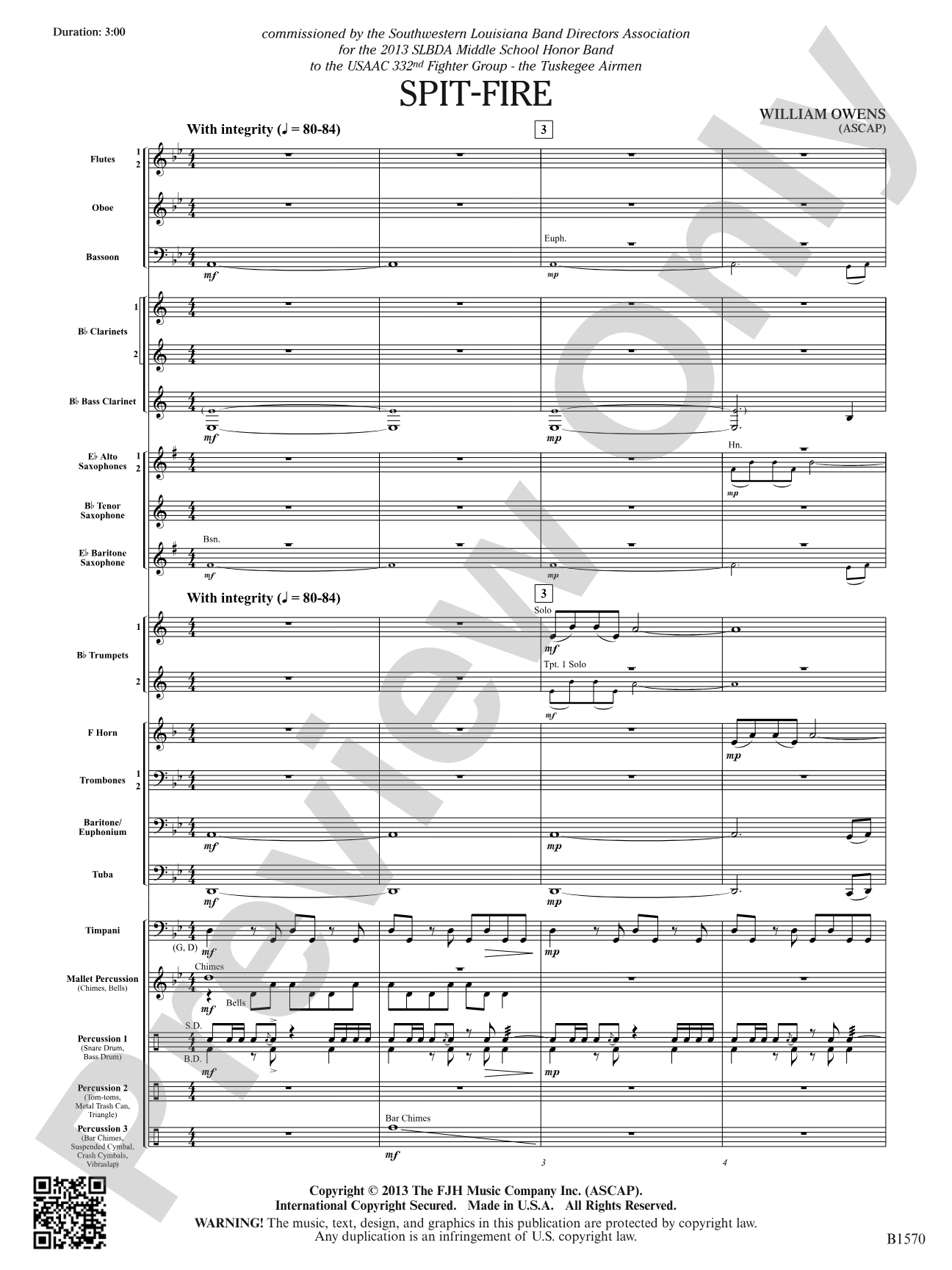 Spit-Fire: Concert Band Conductor Score & Parts